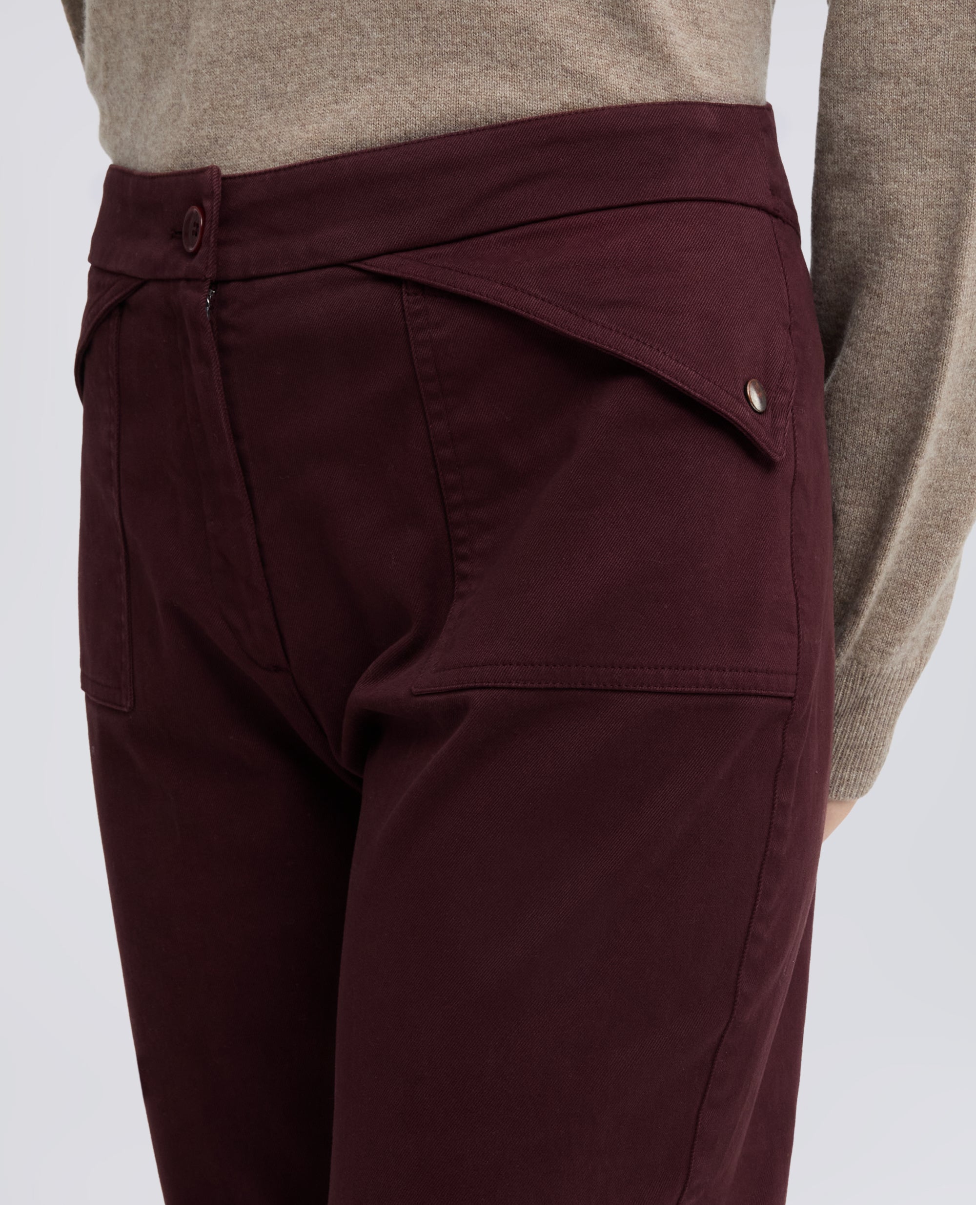PANTALONE A VITA ALTA IN GABARDINE DI COTONE STRETCH TINTO CAPO - BARBERA - ASPESI