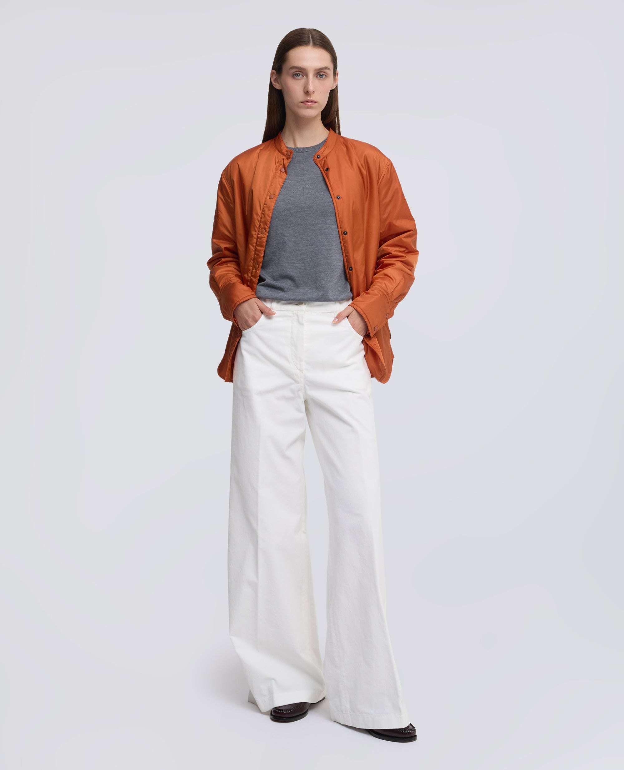 PANTALONE IN VELLUTO LISCIO COTONE TINTO CAPO - PANNA - ASPESI