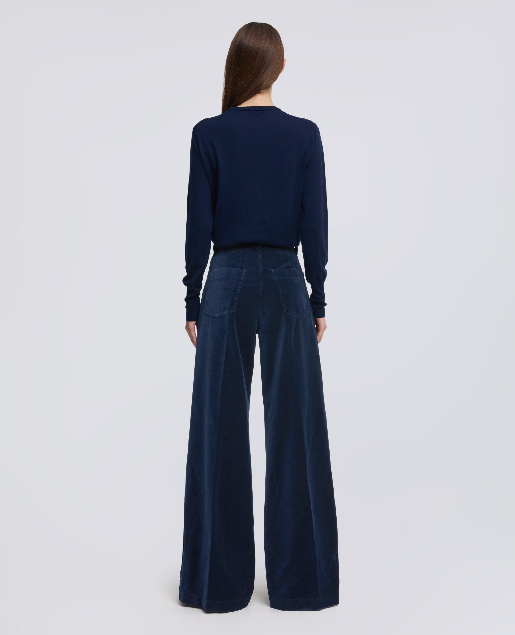 PANTALONE IN VELLUTO LISCIO COTONE TINTO CAPO - NAVY - ASPESI