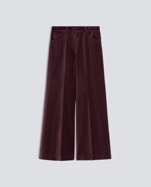 PANTALONE IN VELLUTO LISCIO COTONE TINTO CAPO - BARBERA