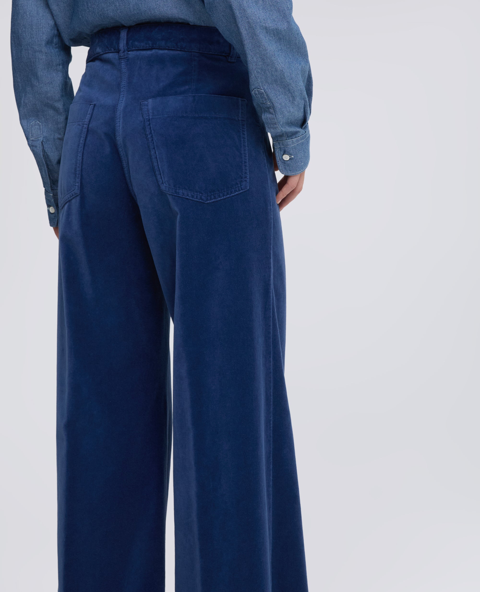 PANTALONE IN VELLUTO LISCIO COTONE TINTO CAPO - AVIO - ASPESI