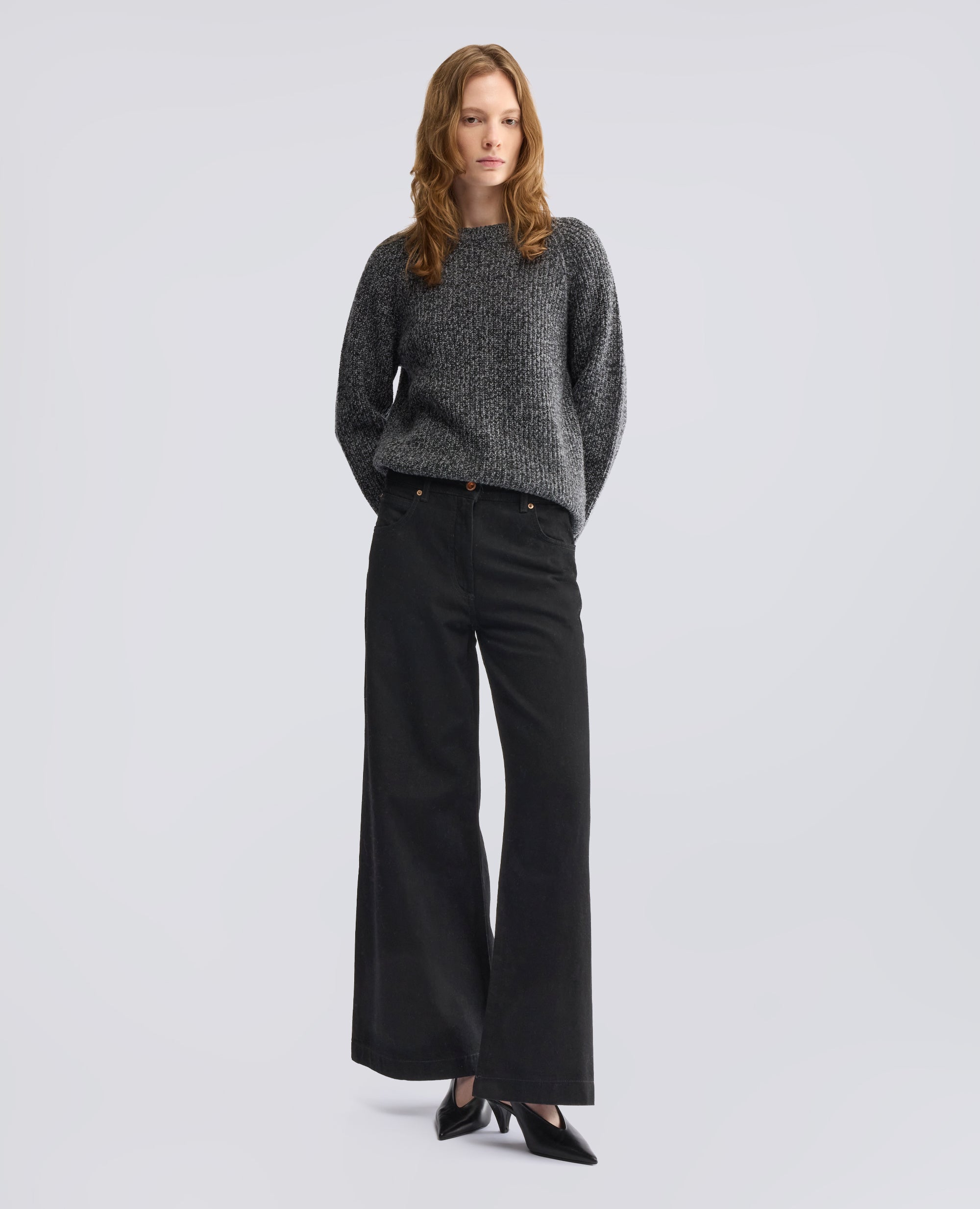 COTTON DENIM TROUSERS - BLACK - ASPESI