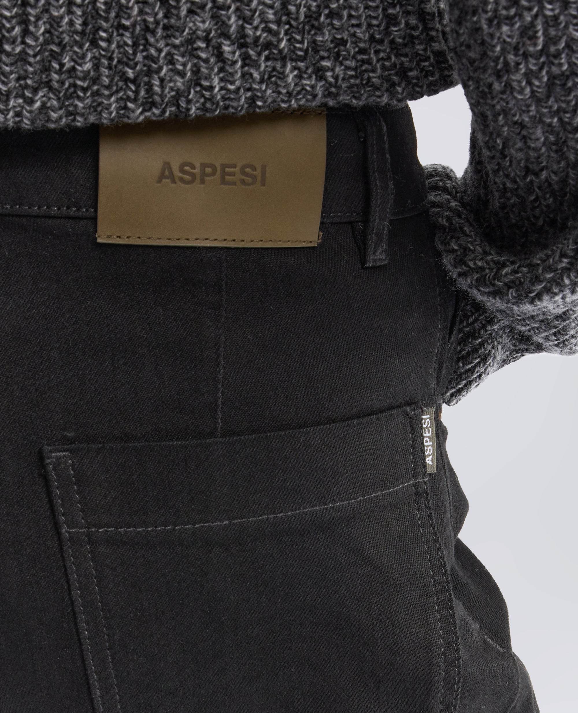 COTTON DENIM TROUSERS - BLACK - ASPESI