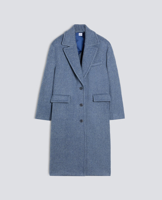CAPPOTTO IN DOPPIO PESO DI LANA E NYLON - AZZURRO - ASPESI