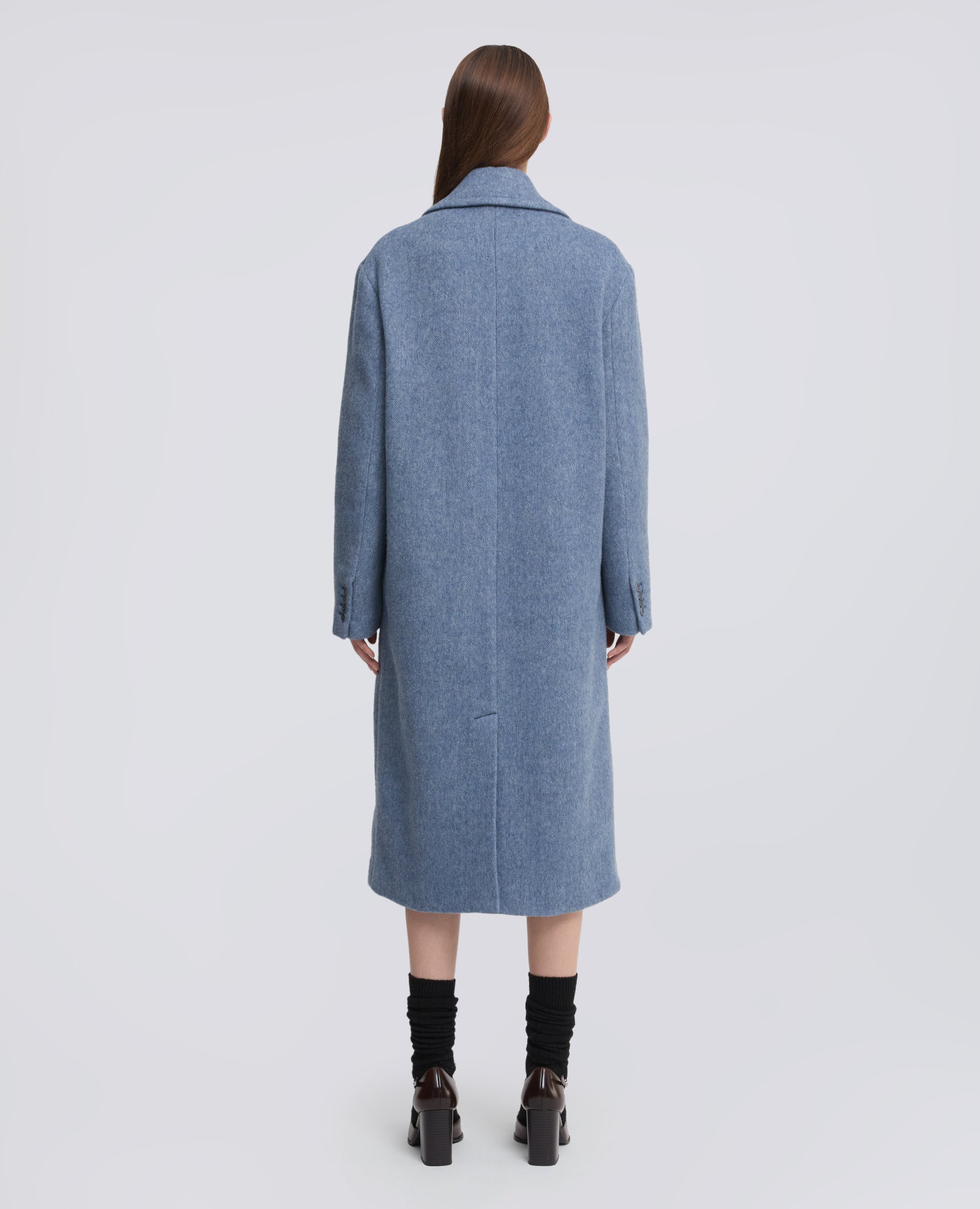 CAPPOTTO IN DOPPIO PESO DI LANA E NYLON - AZZURRO - ASPESI
