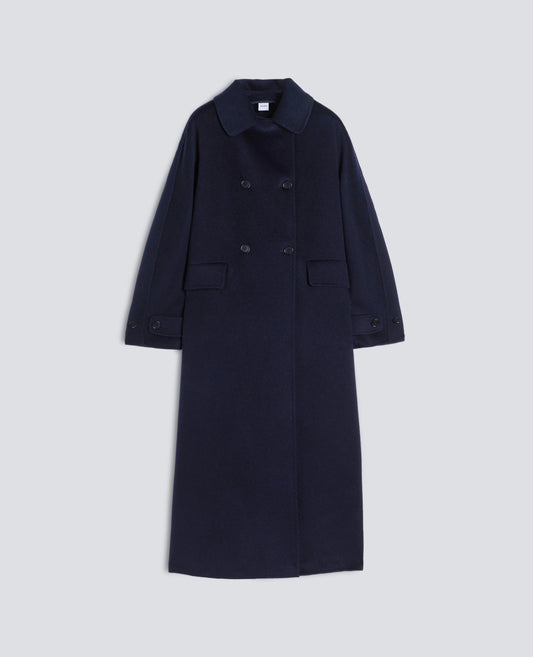 MANTEAU EN DOUBLE DE LAINE EFFET CASTOR - BLEU - ASPESI