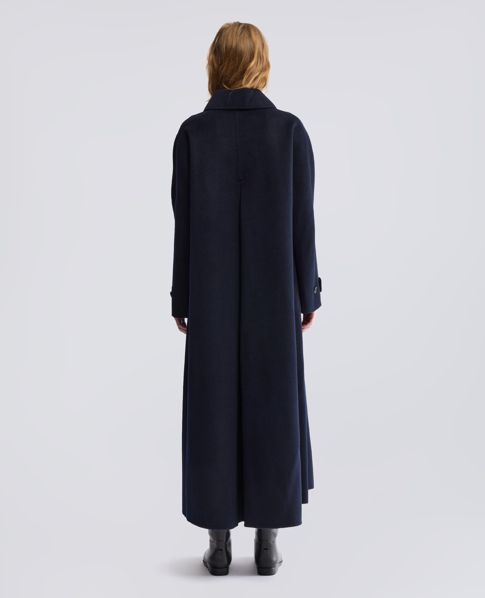 CAPPOTTO IN DOUBLE DI LANA EFFETTO BEAVER - BLU - ASPESI
