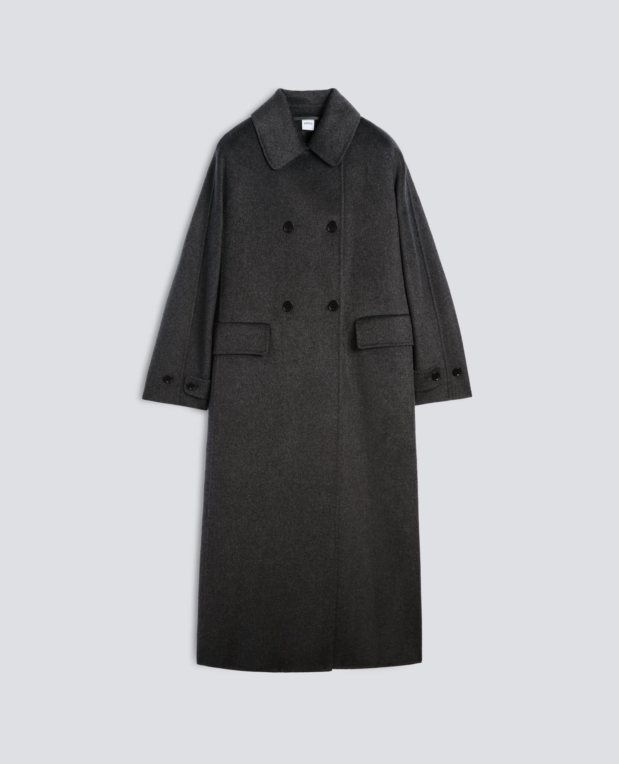 CAPPOTTO IN DOUBLE DI LANA EFFETTO BEAVER - GRIGIO - ASPESI