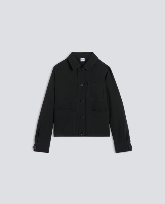 BOXY-JACKE AUS CADY-CREPE AUS POLYESTER-TRIACETAT - SCHWARZ