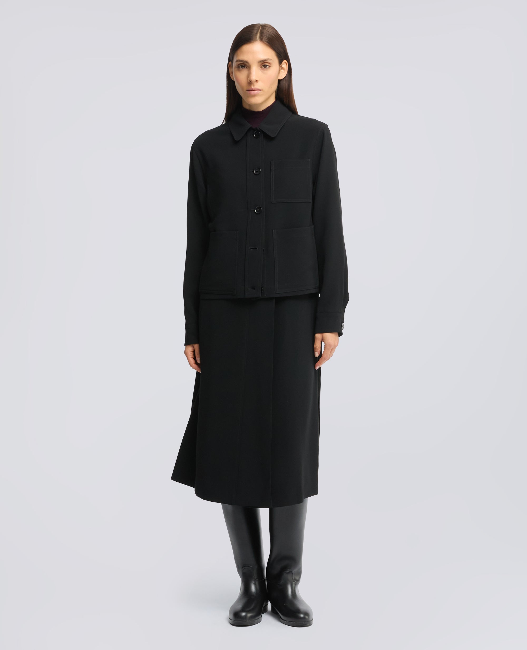 GIACCA BOXY IN CREPE CADY - NERO - ASPESI