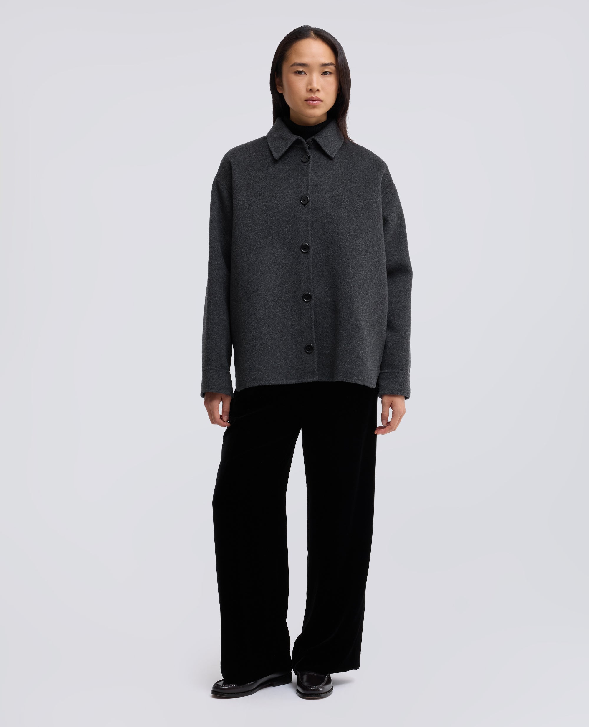 GIACCA CAMICIA IN DOUBLE DI LANA EFFETTO BEAVER - GRIGIO - ASPESI