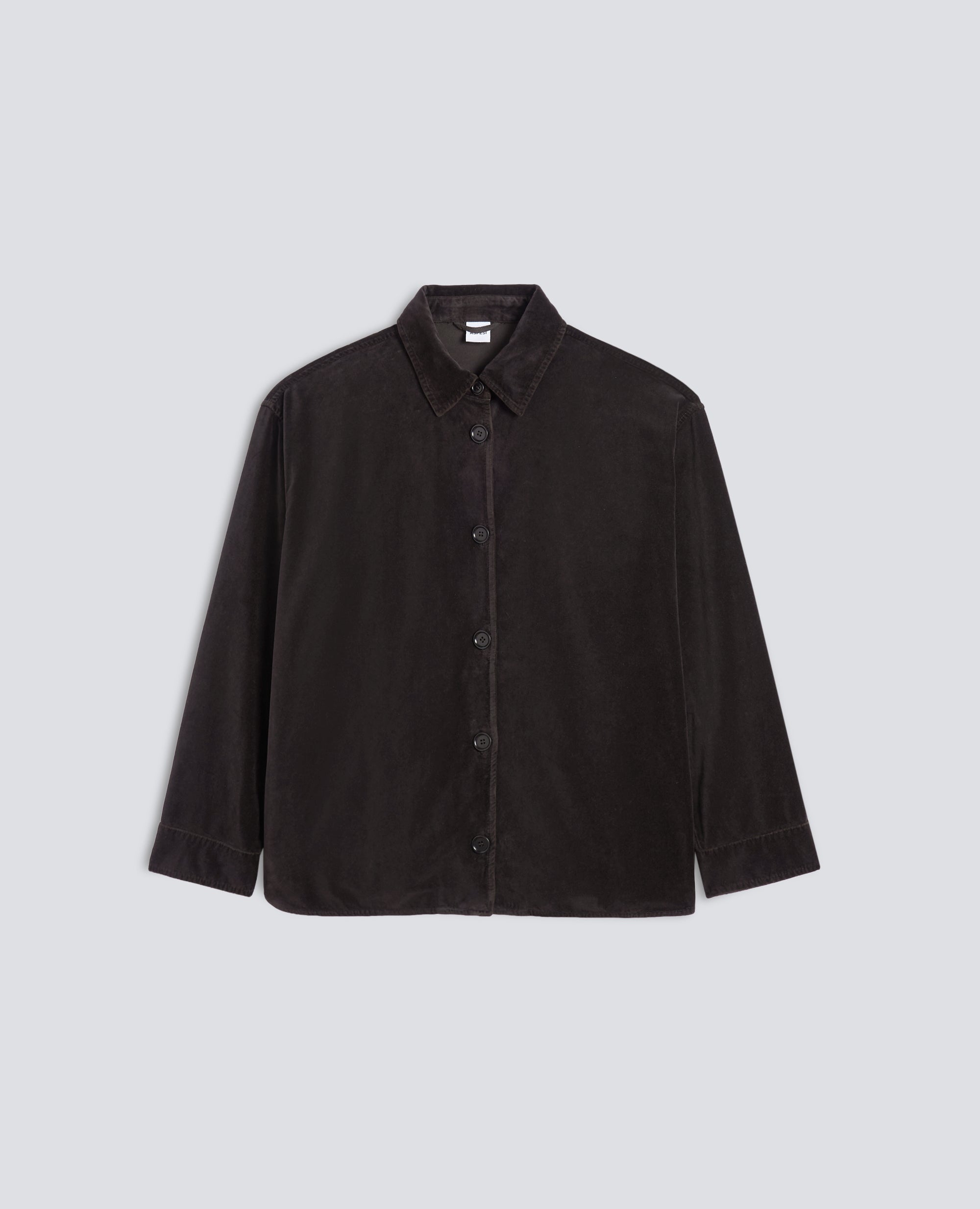 GIACCA CAMICIA IN VELLUTO LISCIO DI COTONE TINTO CAPO - MARR¢N - ASPESI