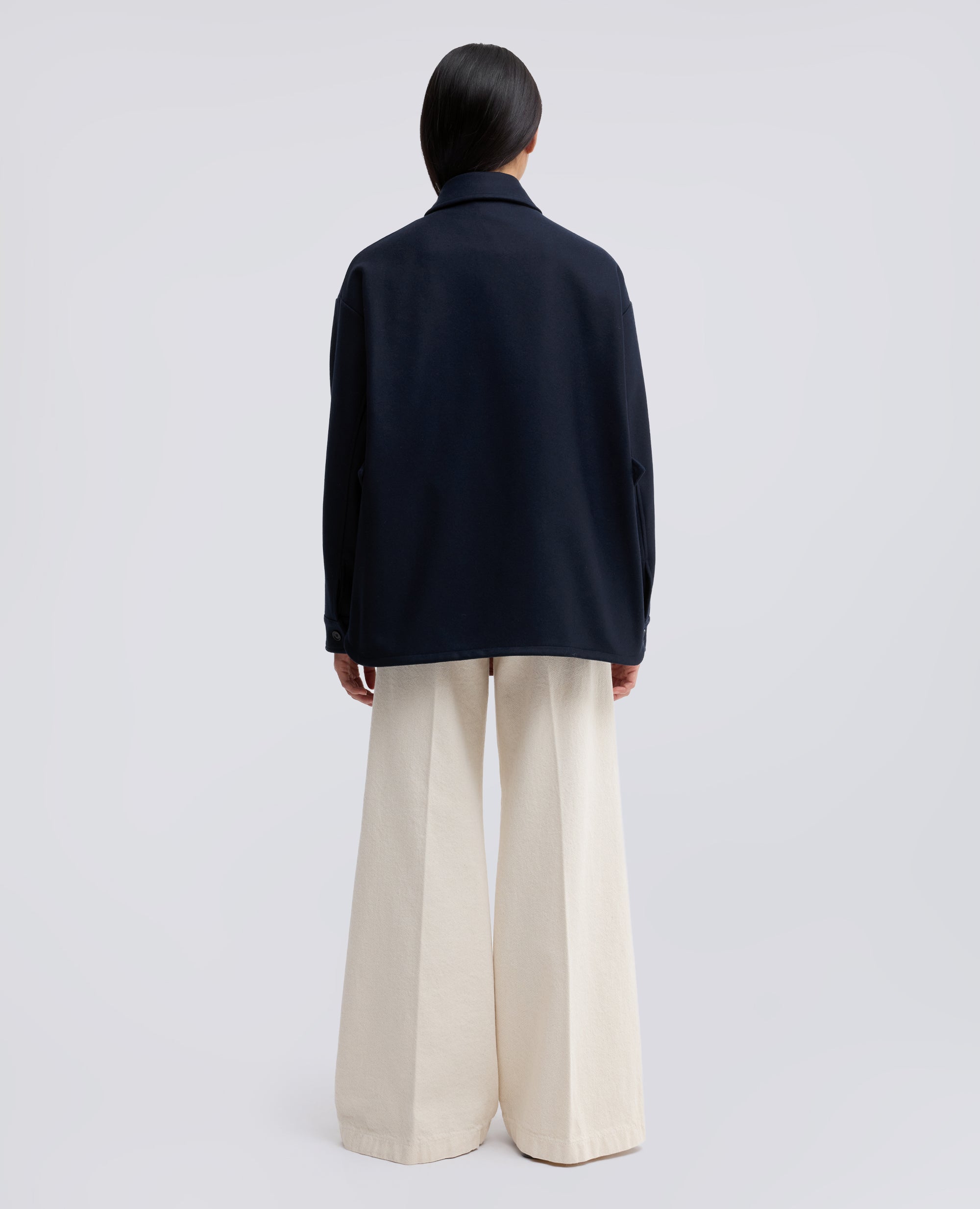 DOUBLE-FACED WOOL SHIRT JACKET, BEAVER EFFECT - BLU - ASPESI