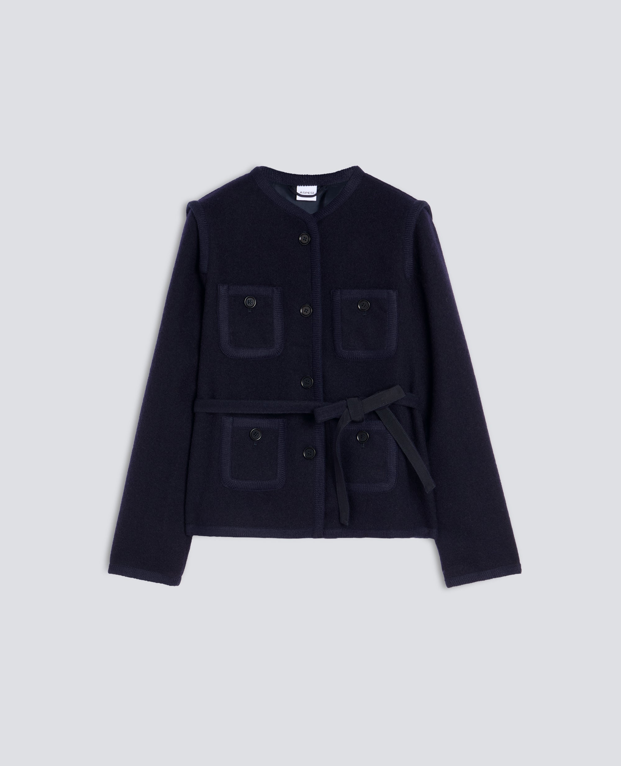 GIACCA IN PURA LANA VERGINE SHETLAND - NAVY - ASPESI