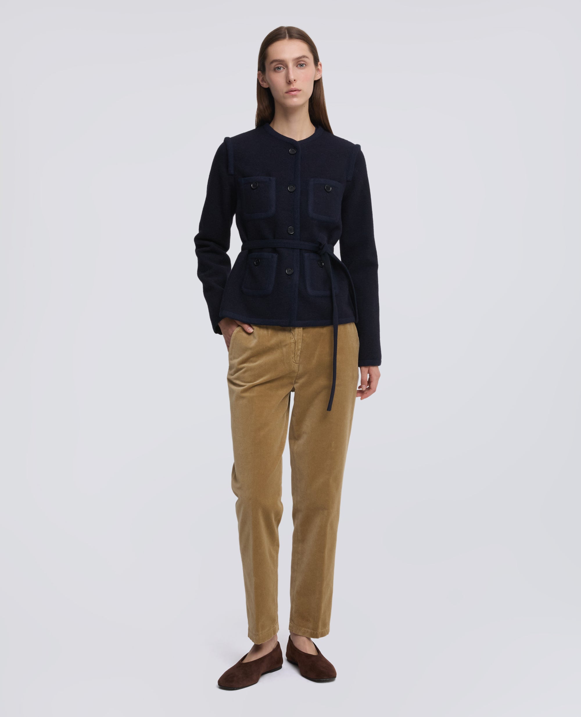 GIACCA IN PURA LANA VERGINE SHETLAND - NAVY - ASPESI