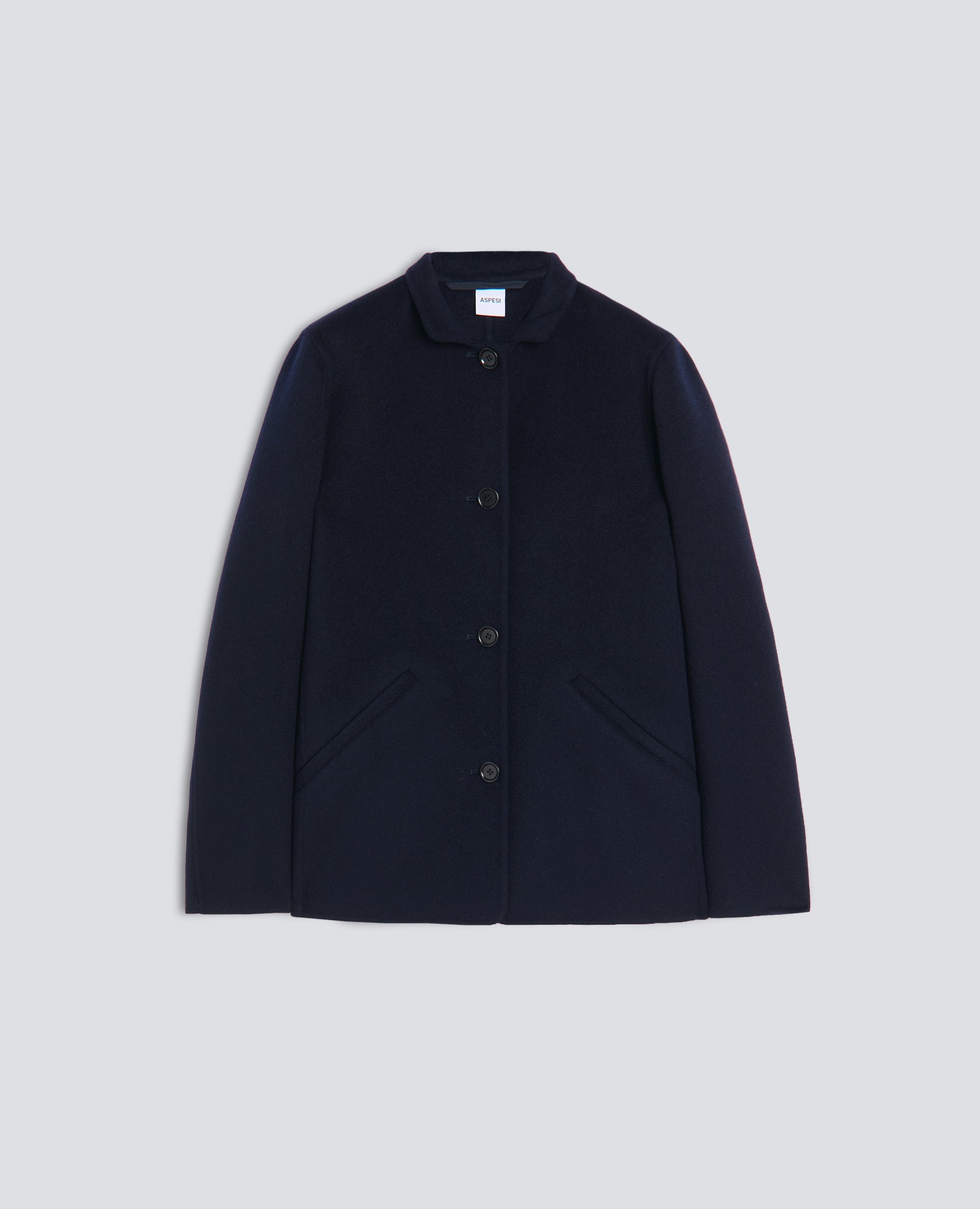 GIACCA IN DOUBLE DI LANA EFFETTO BEAVER - BLU - ASPESI