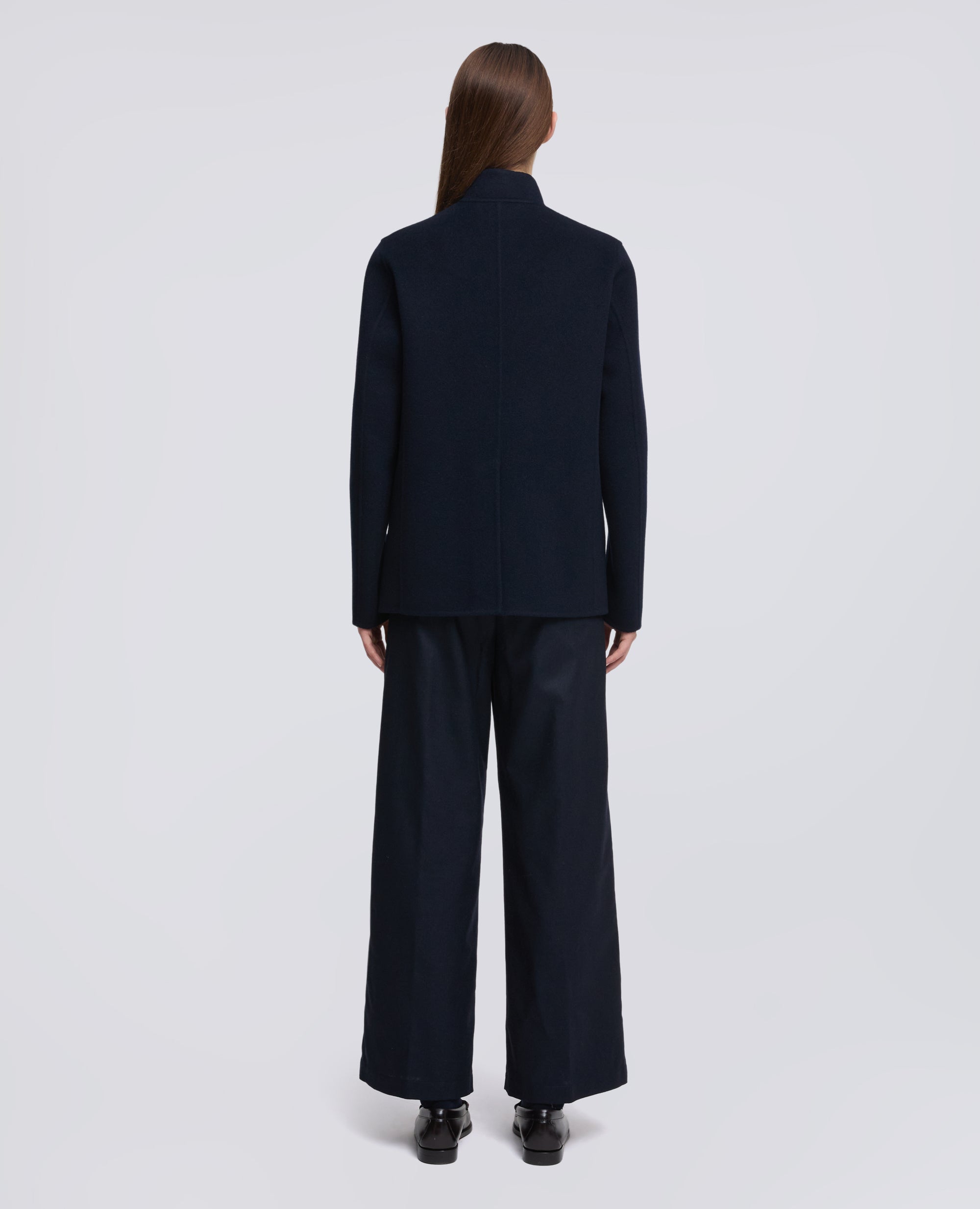 GIACCA IN DOUBLE DI LANA EFFETTO BEAVER - BLU - ASPESI