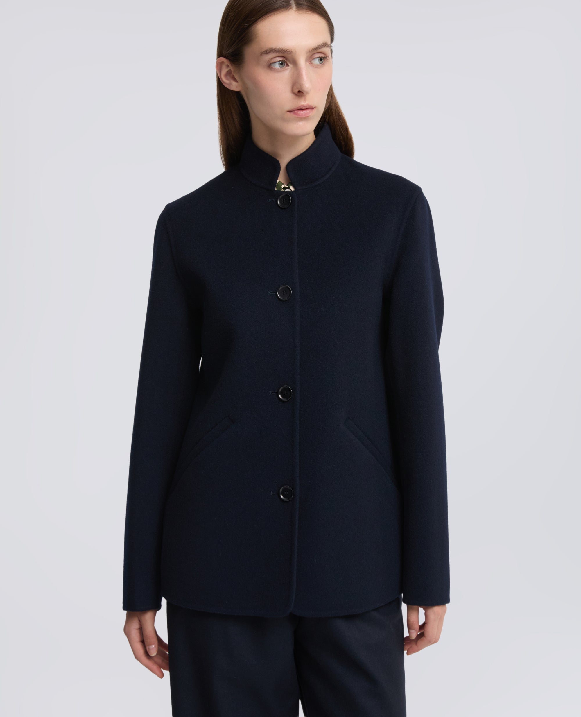 GIACCA IN DOUBLE DI LANA EFFETTO BEAVER - BLU - ASPESI
