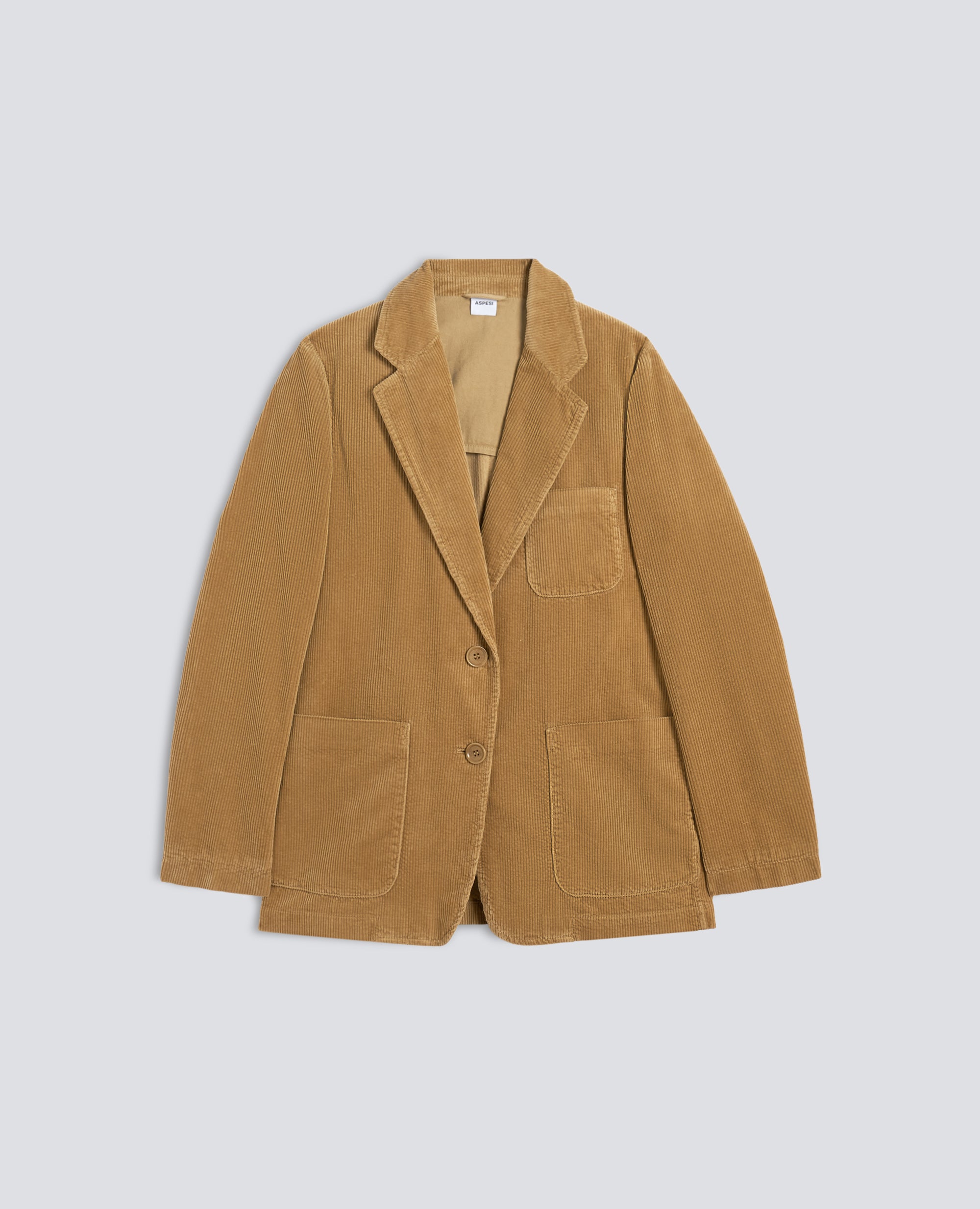GIACCA MONOPETTO DECOSTRUITA IN VELLUTO DI COTONE A COSTE 500 TINTO CAPO - BEIGE - ASPESI
