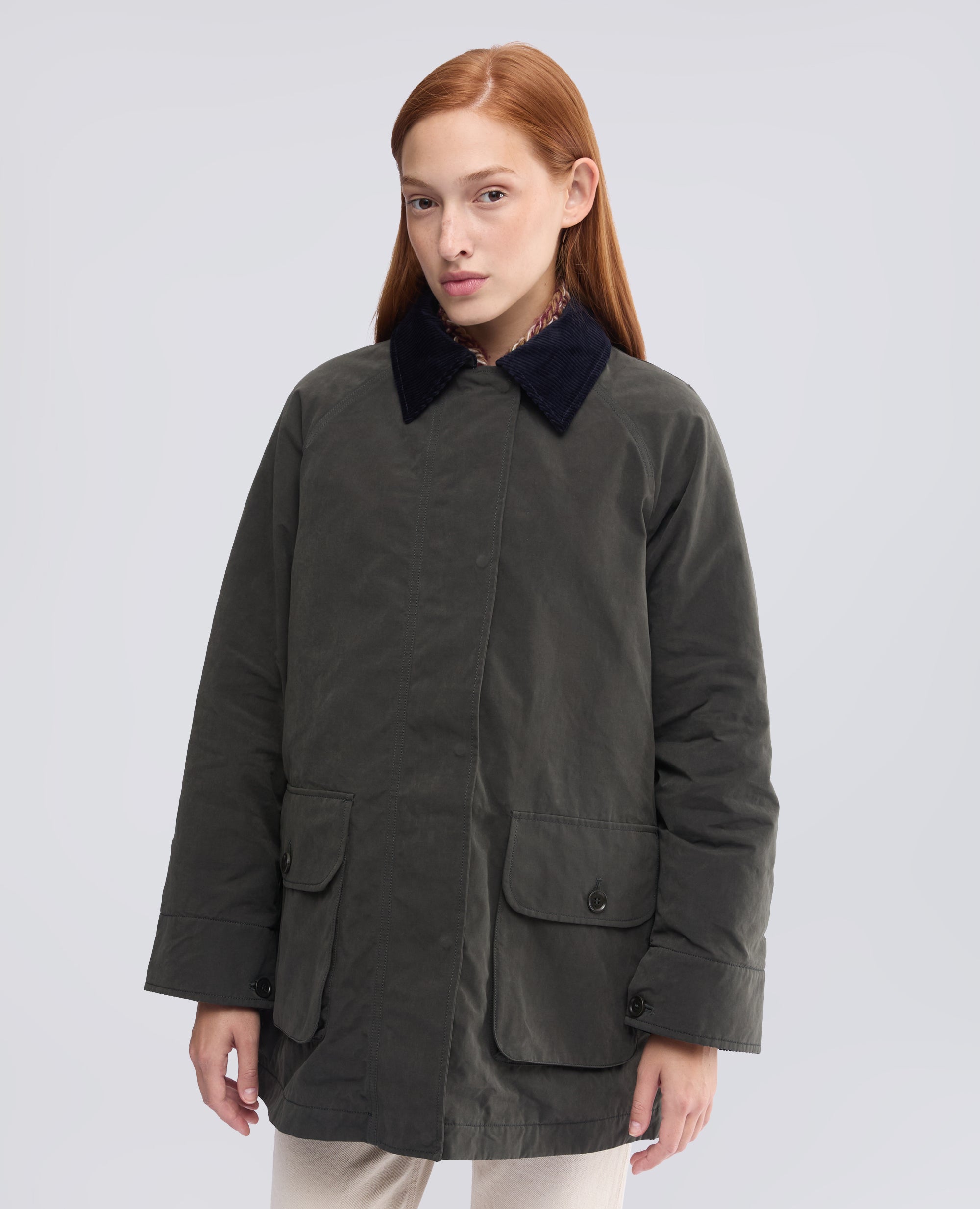 COMPACT COTTON CANVAS PEA COAT - GREY - ASPESI