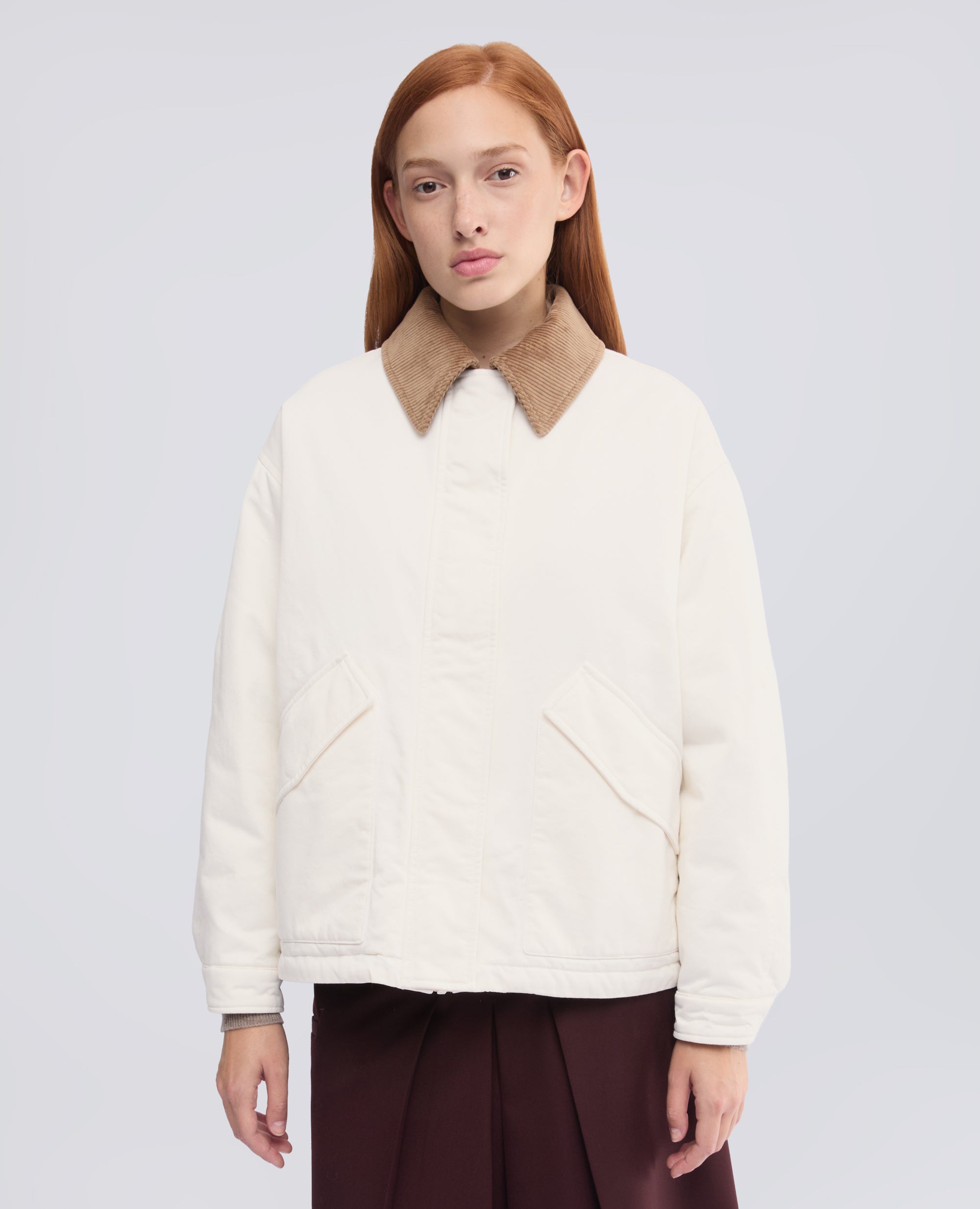 BLOUSON AUS BAUMWOLL-GABARDINE, WATTIERT MIT EXTRA-THERMO-WATTIERUNG - NATURLICH - ASPESI