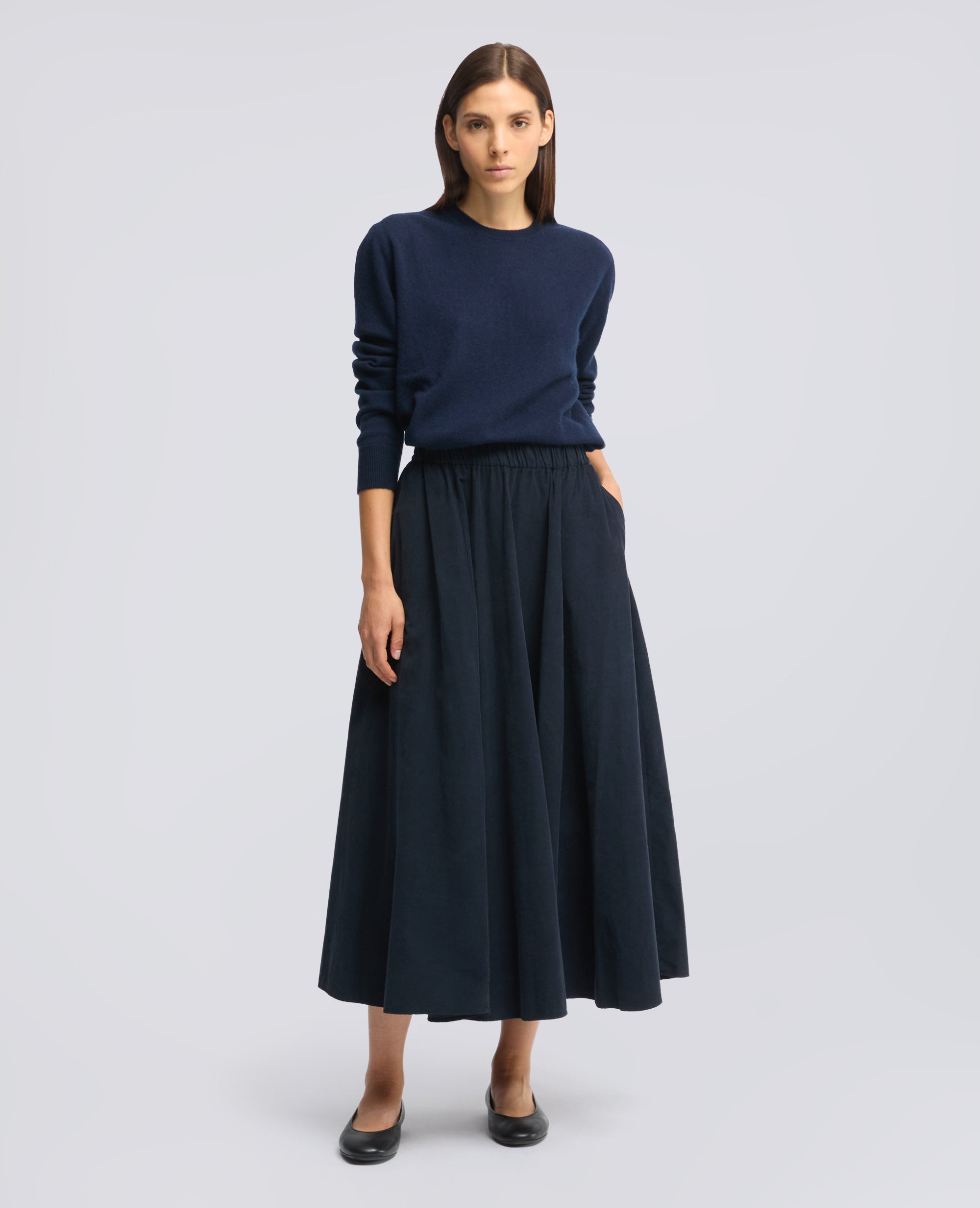 GONNA IN VELLUTO DI COTONE 2000 RIGHE TINTO CAPO - NAVY - ASPESI