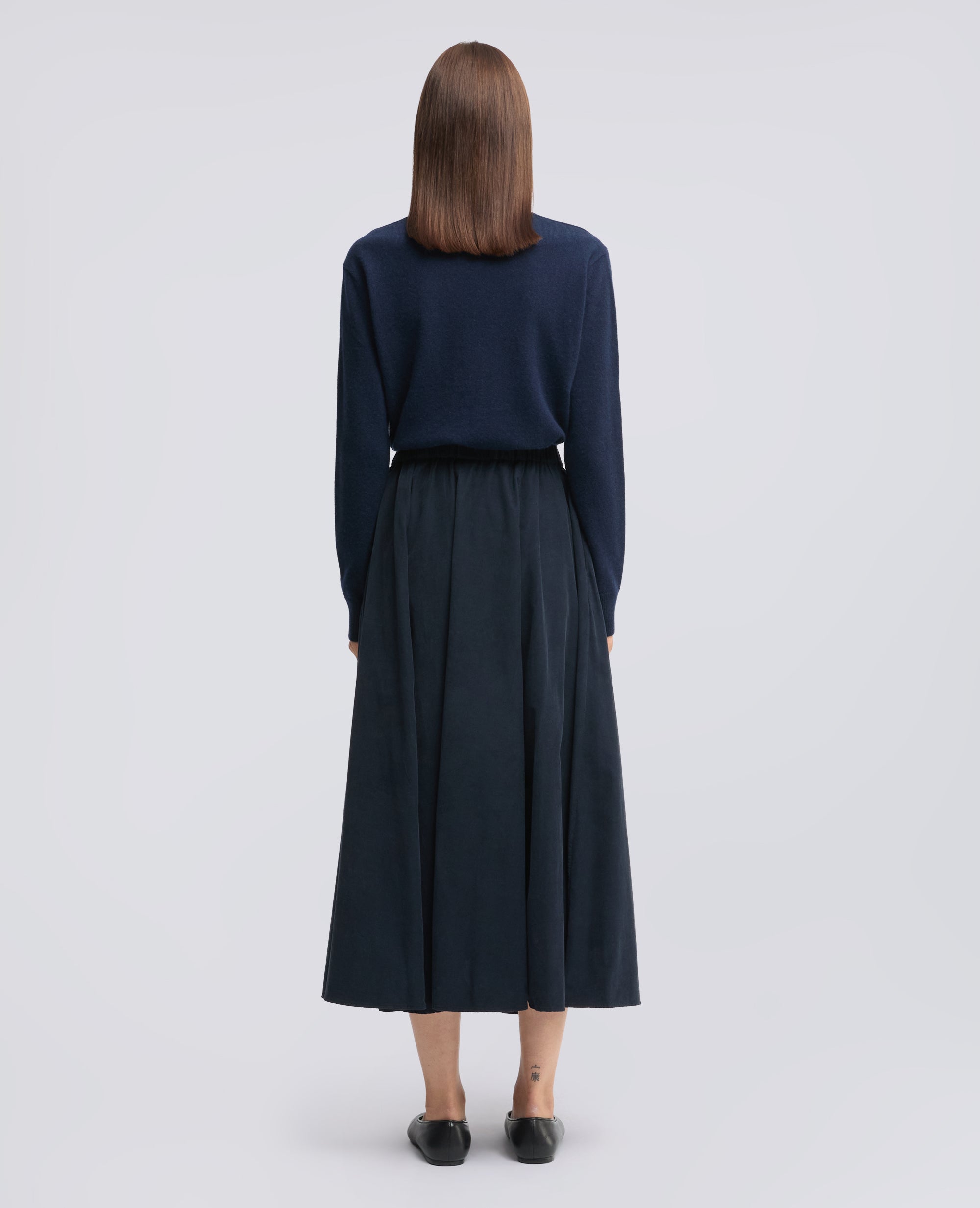 GONNA IN VELLUTO DI COTONE 2000 RIGHE TINTO CAPO - NAVY - ASPESI