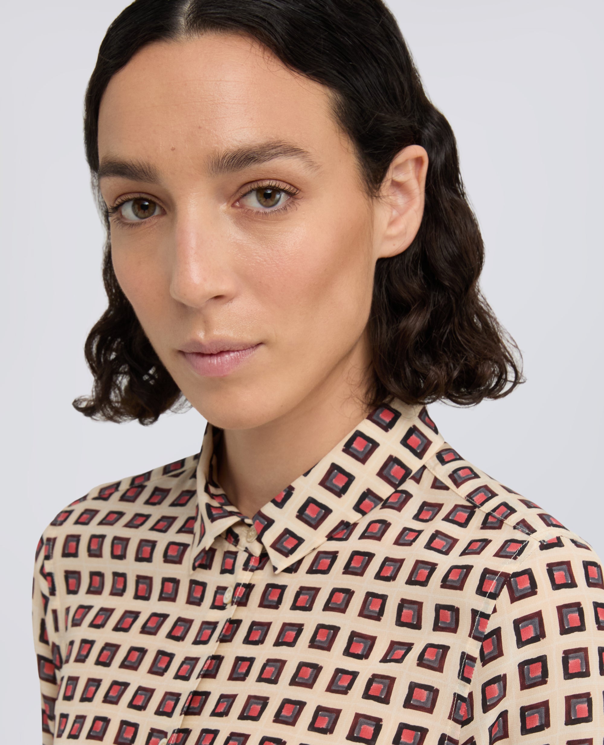 CAMICIA IN CREPE DE CHINE DI SETA STAMPATO - NATURAL - ASPESI