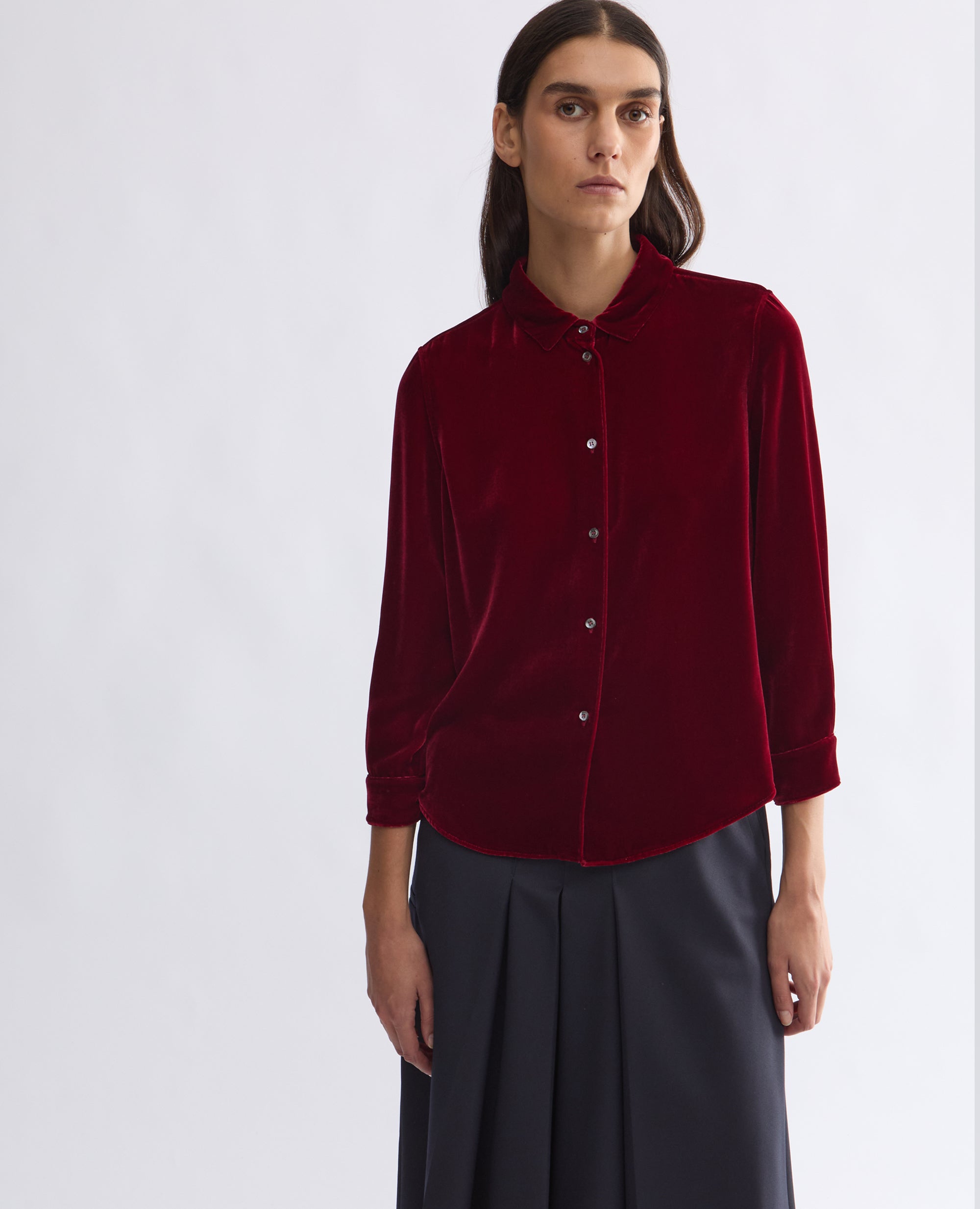 CAMICIA IN TWILL DI VISCOSA E SETA STAMPATO - ROSSO - ASPESI