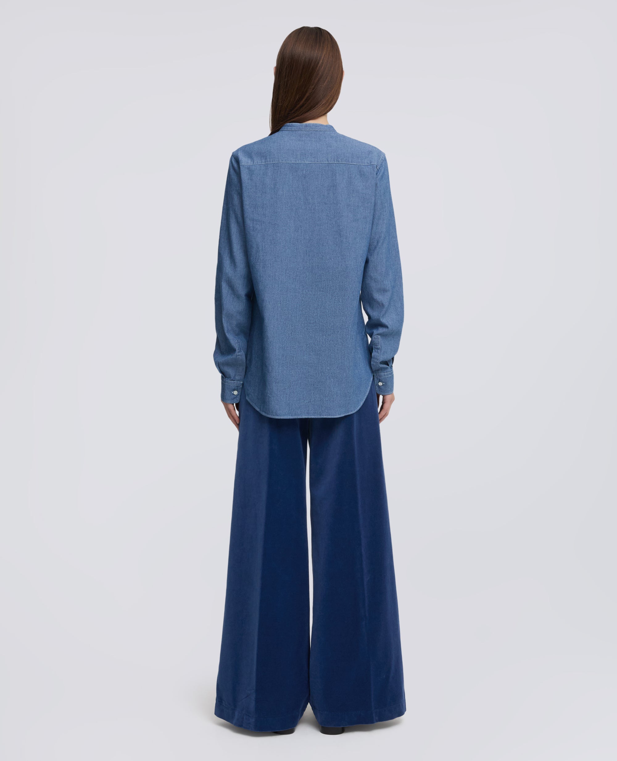CAMICIA CLASSICA IN CHAMBRAY COTONE GIAPPONESE CON COLLO ALLA COREANA - MEDIUM DENIM - ASPESI