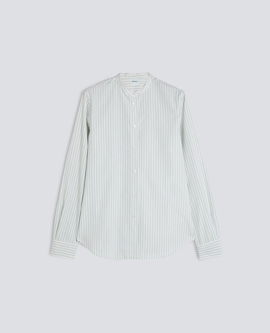 CHEMISE EN POPELINE DE COTON A RAYURES - VERT - ASPESI