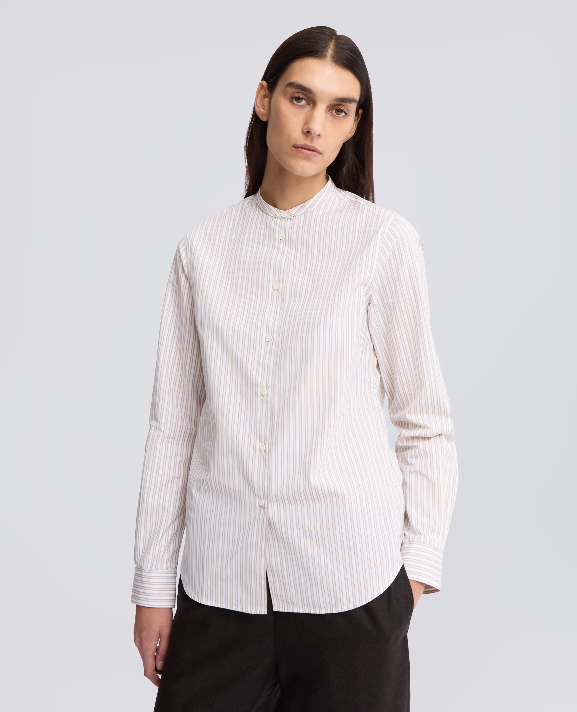 CAMISA DE POPELINA DE ALGODON A RAYAS - BEIGE - ASPESI