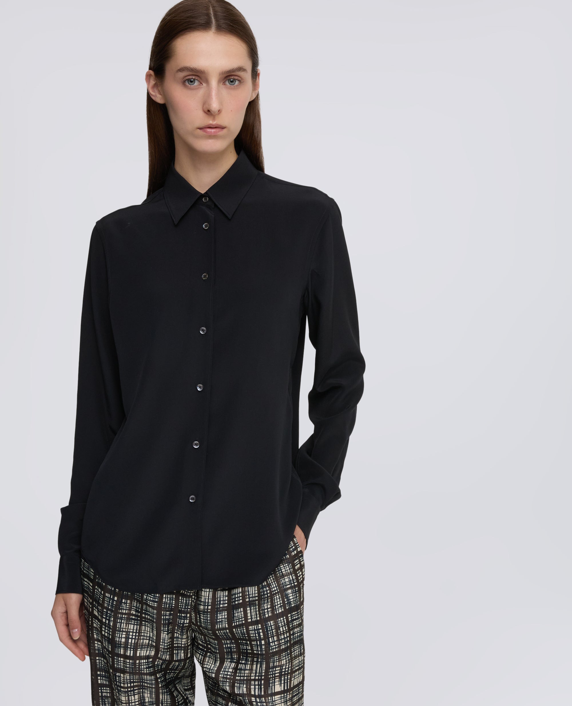 CAMICIA IN CREPE DE CHINE DI SETA - BLACK - ASPESI