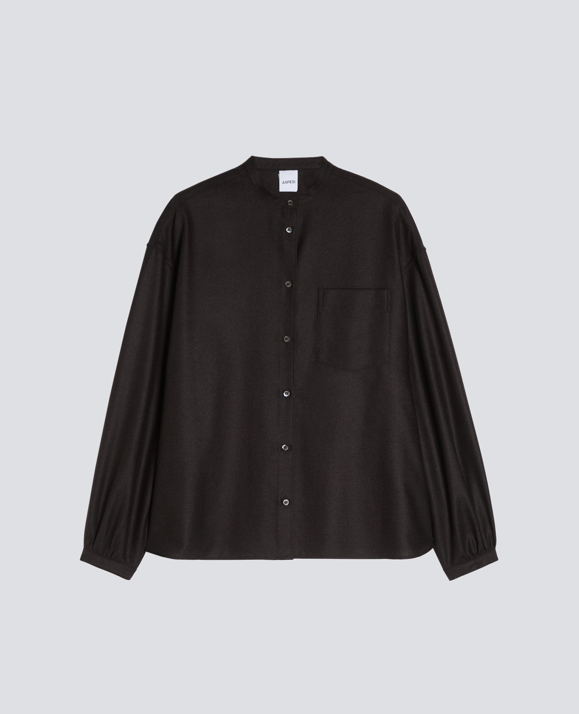 CAMICIA IN FLANELLA DI LANA E CASHMERE - MARRONE - ASPESI