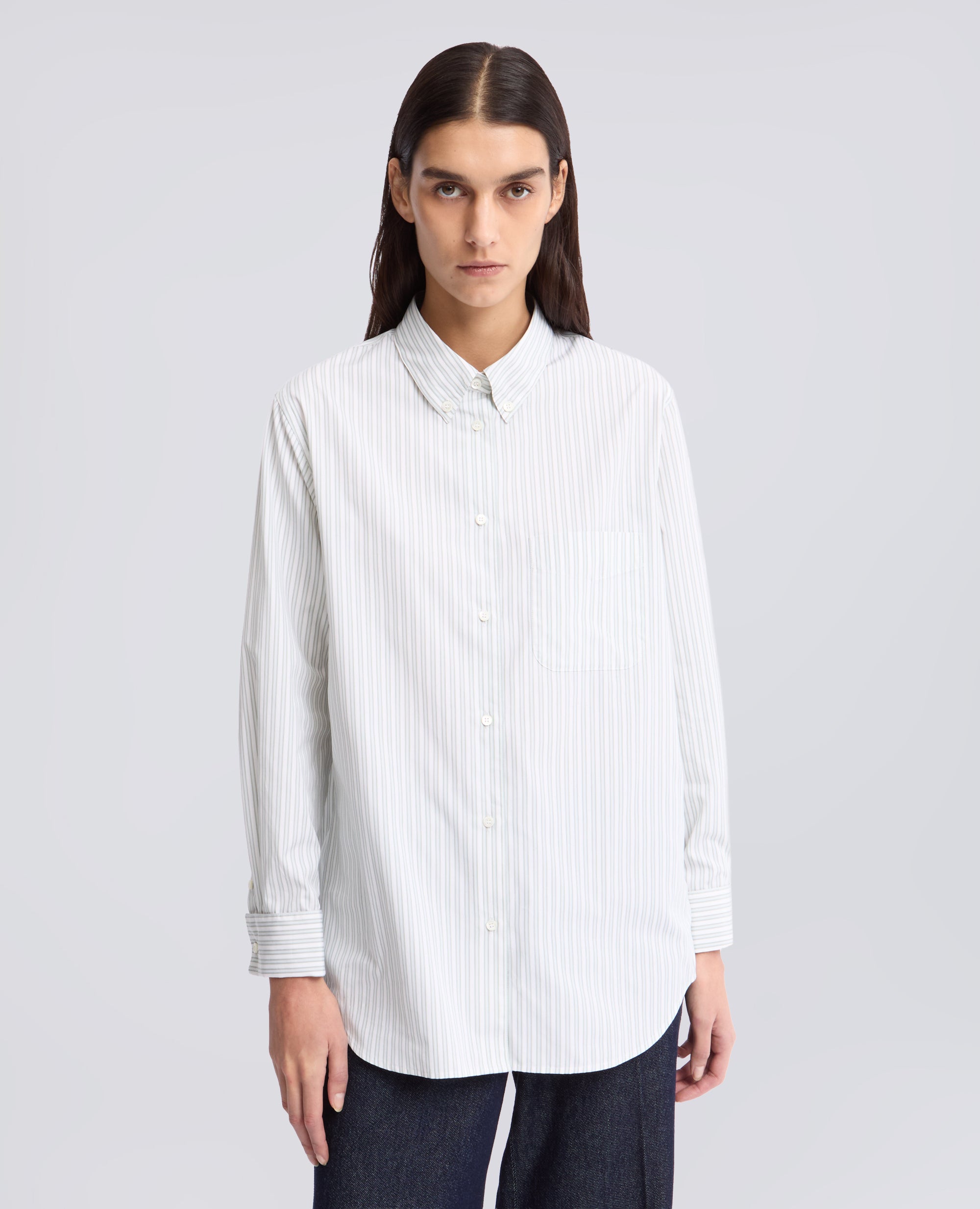 CAMICIA IN POPELINE DI COTONE CON COLLO BUTTON DOWN - VERDE - ASPESI
