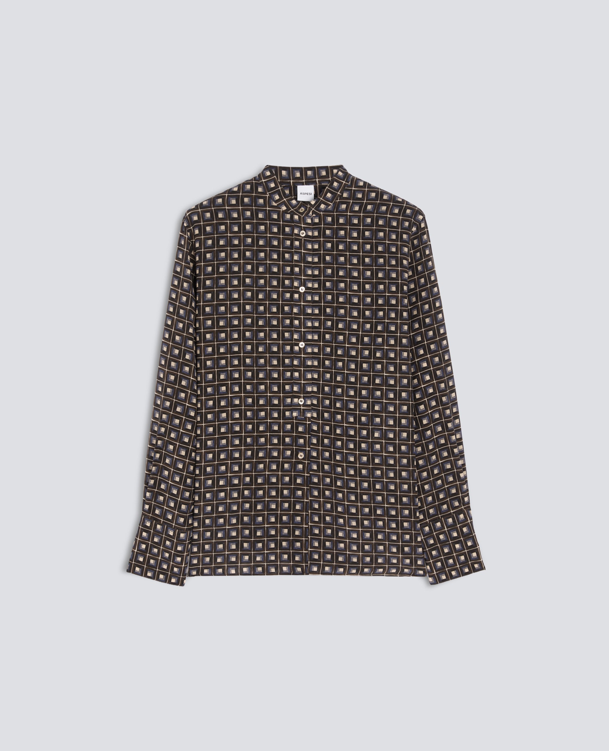 CAMICIA IN CREPE DE CHINE DI SETA STAMPATO CON COLLO ALLA COREANA - MULTICOLOR - ASPESI
