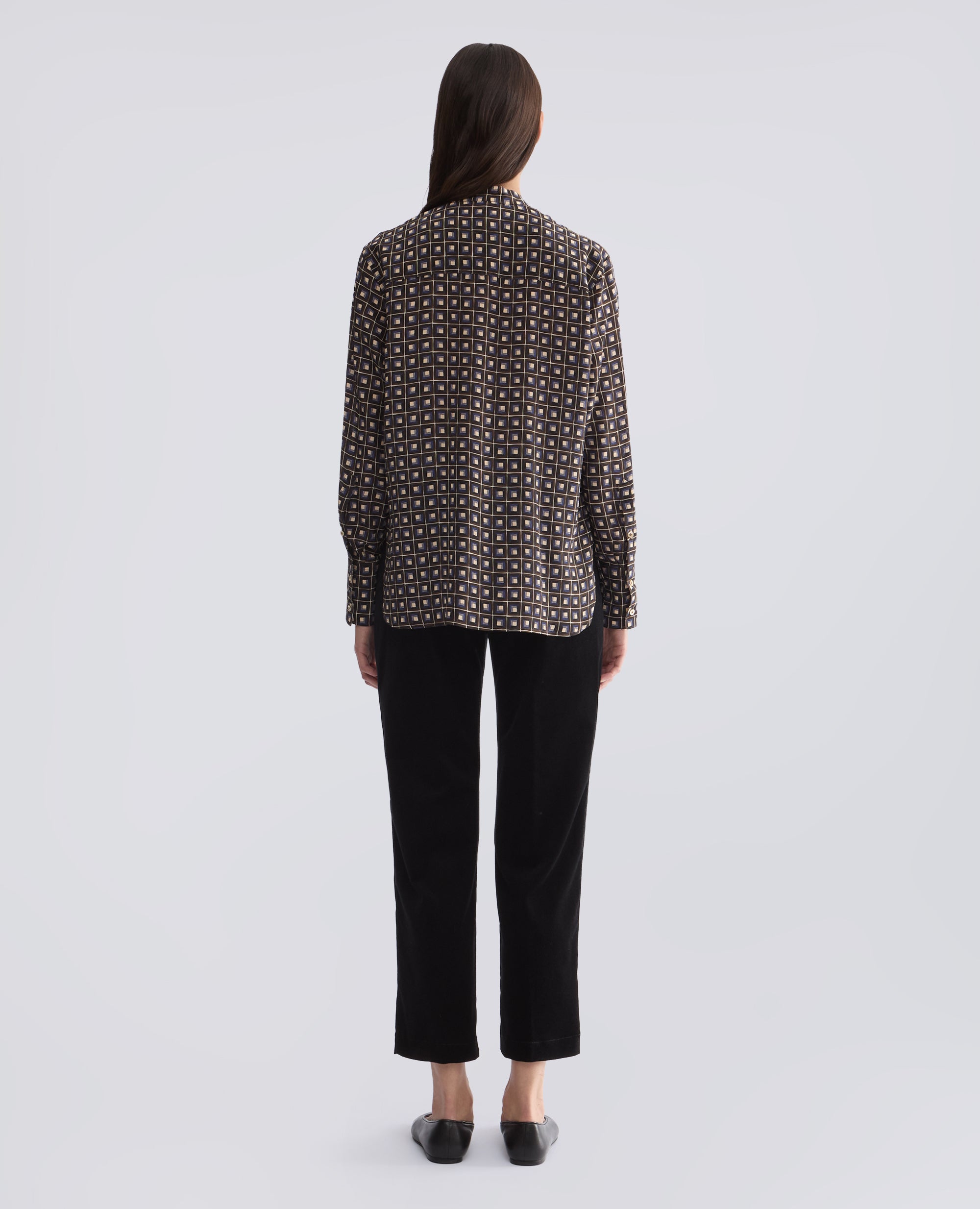 CAMICIA IN CREPE DE CHINE DI SETA STAMPATO CON COLLO ALLA COREANA - MULTICOLOR - ASPESI