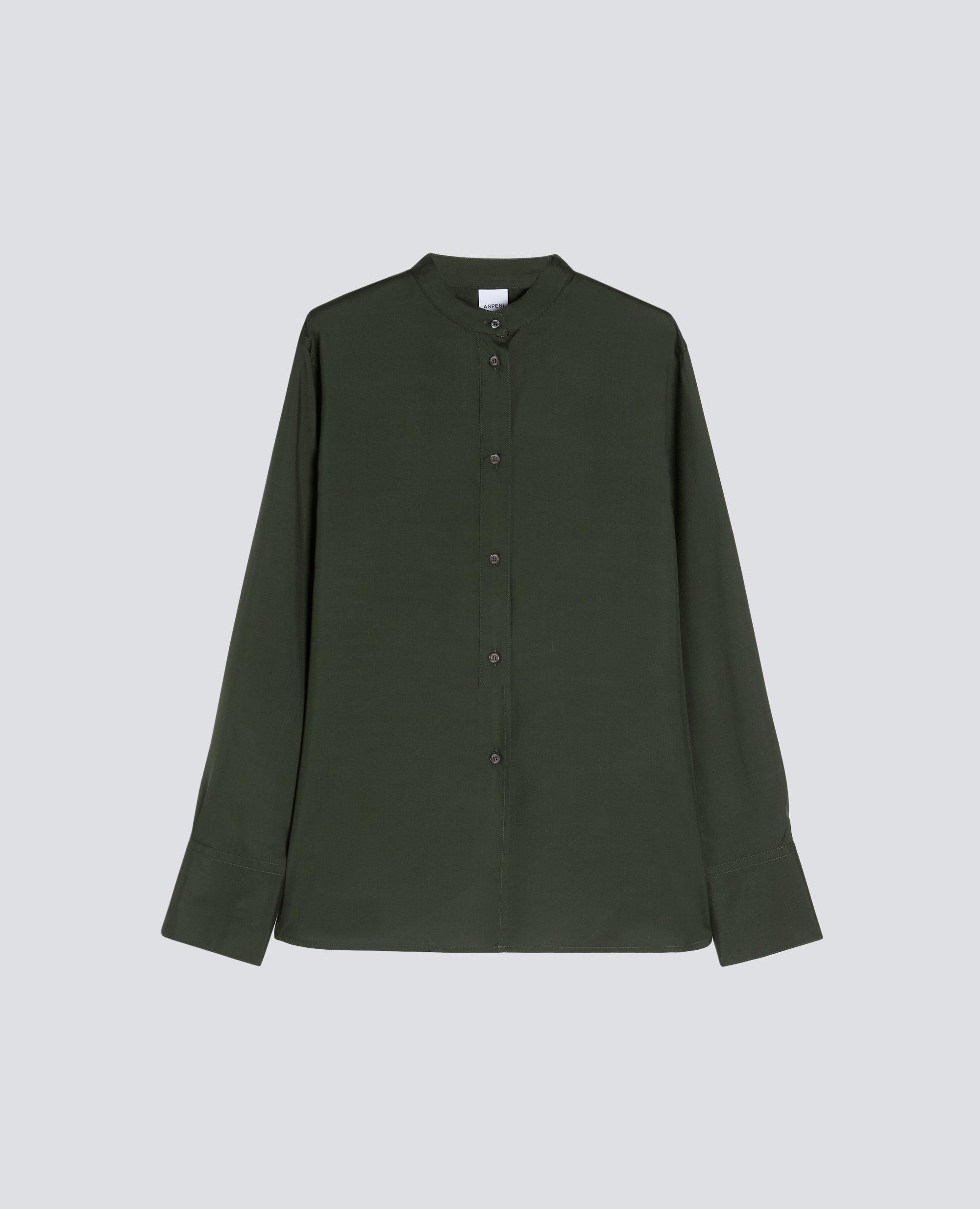 CAMICIA IN HABUTAI DI SETA CON COLLO ALLA COREANA - VERDE - ASPESI