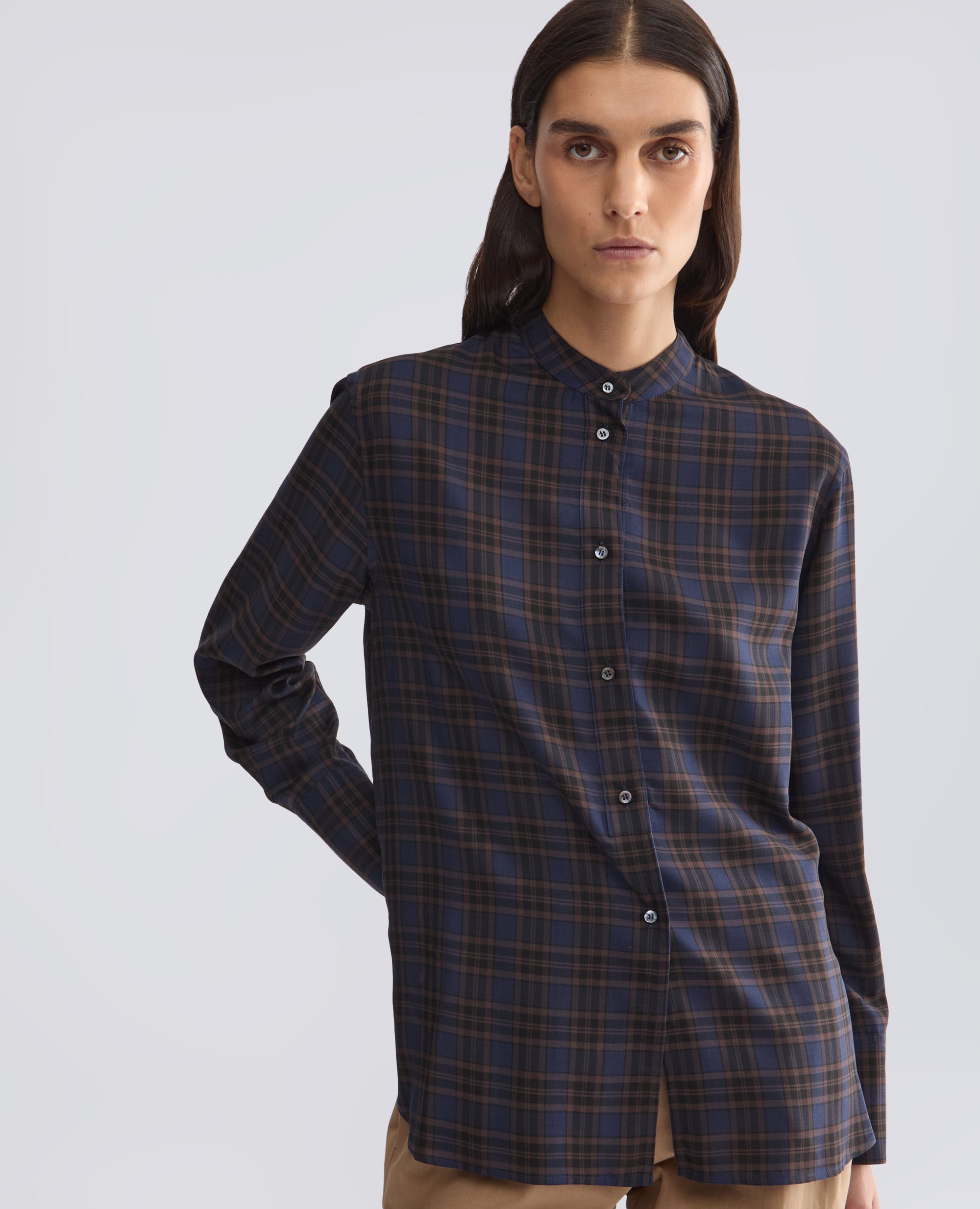 CAMICIA IN MODAL CON COLLO ALLA COREANA - MULTICOLOR - ASPESI