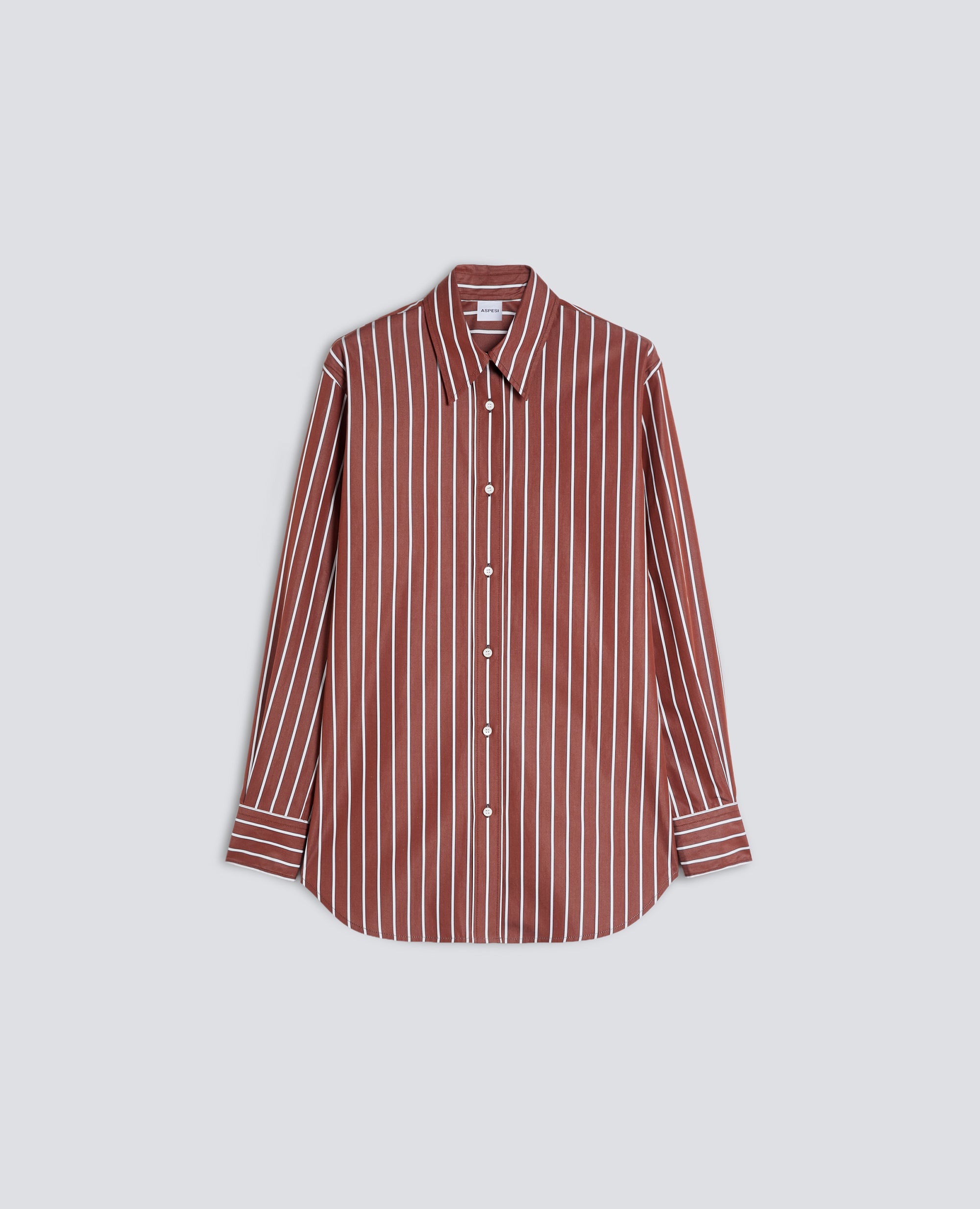 CAMICIA IN POPELINE DI COTONE A RIGHE - MARRONE - ASPESI