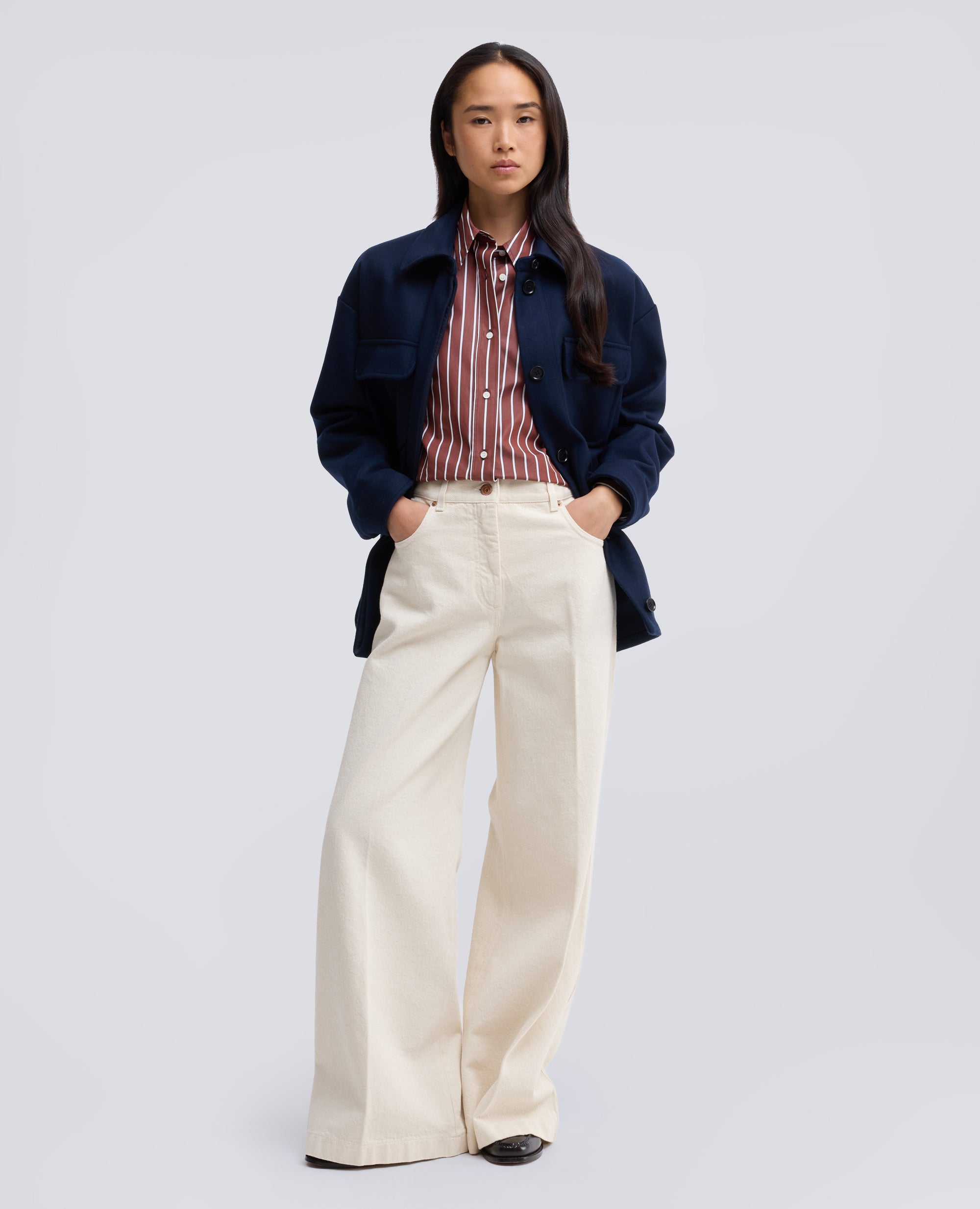 CAMICIA IN POPELINE DI COTONE A RIGHE - MARRONE - ASPESI