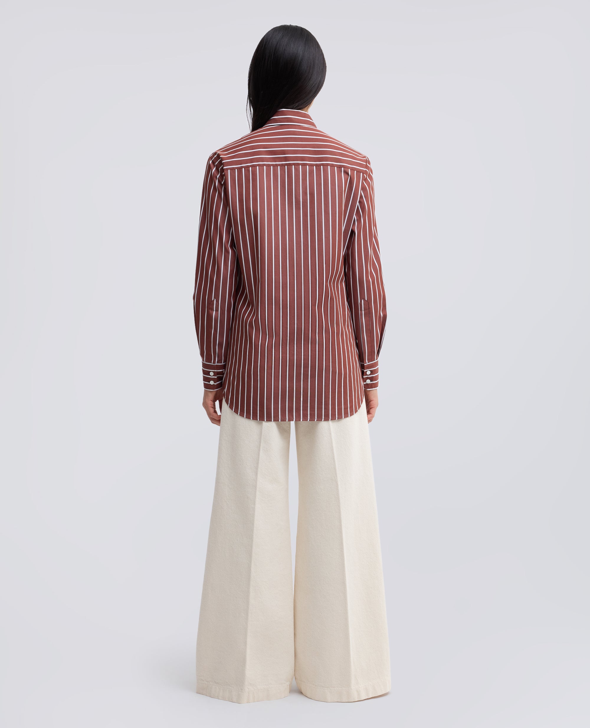 CAMICIA IN POPELINE DI COTONE A RIGHE - MARRONE - ASPESI