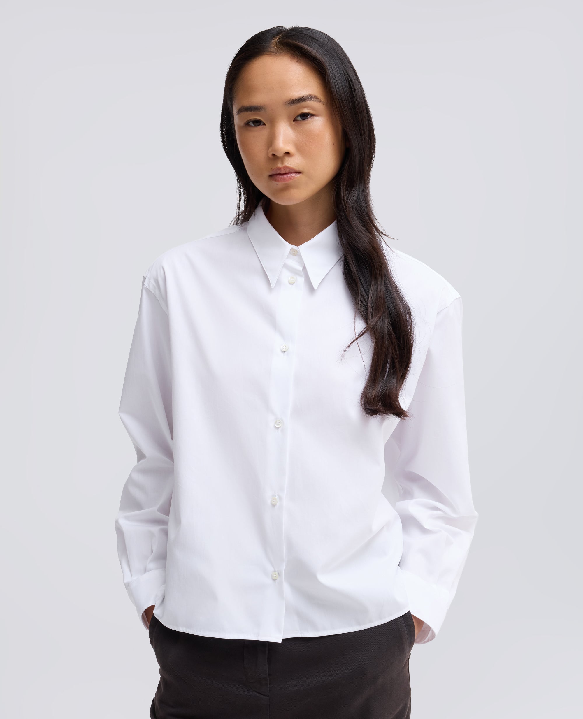 CAMICIA BOXY IN POPELINE DI COTONE - BIANCO - ASPESI
