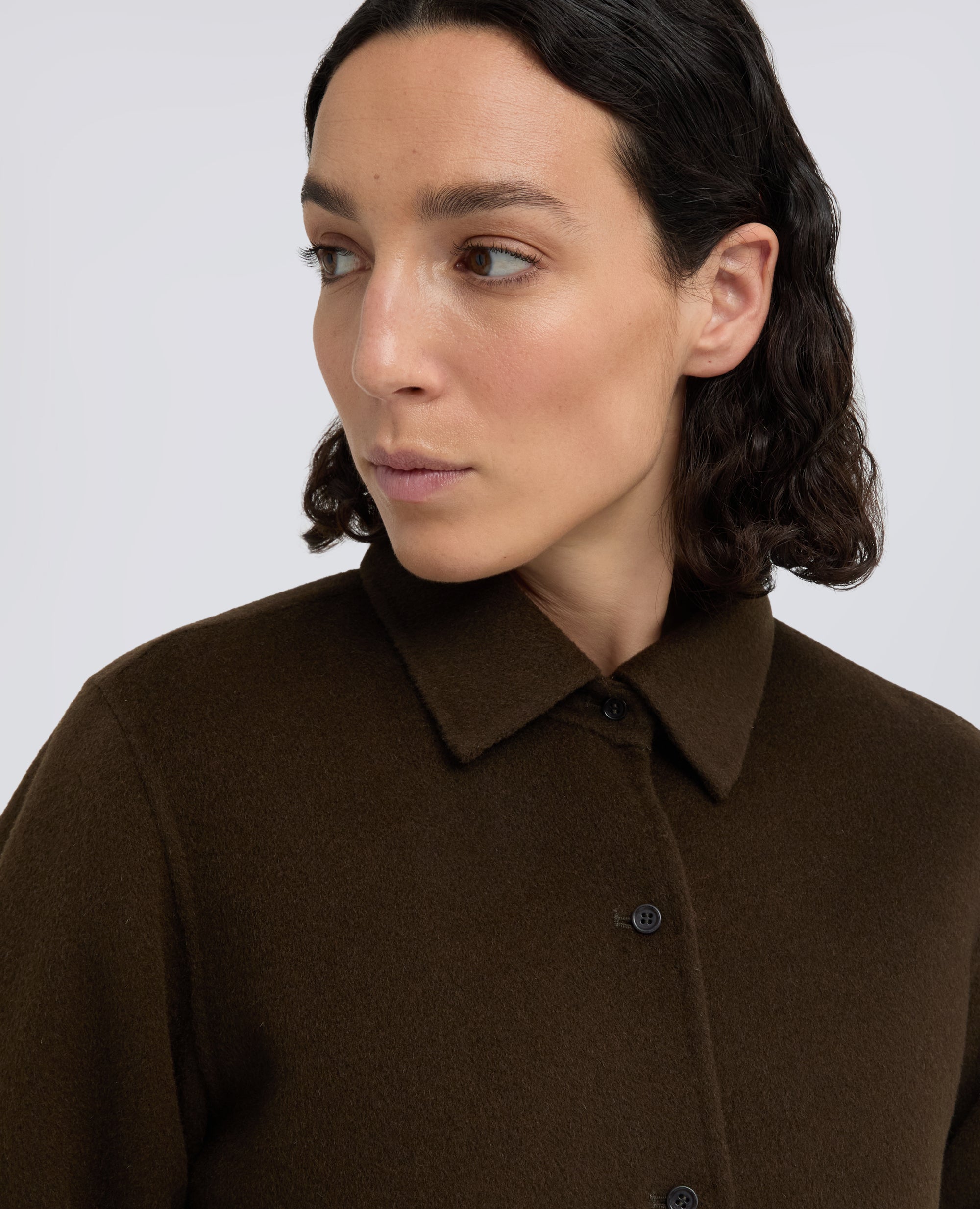 CAMICIA IN DOUBLE DI LANA EFFETTO BEAVER - MARRONE - ASPESI