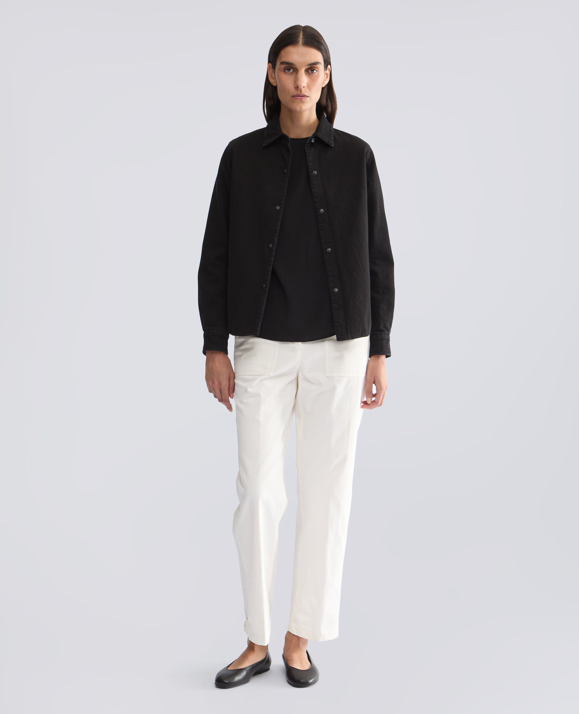 -GLUE- COTTON DENIM SHIRT JACKET - BLACK - ASPESI