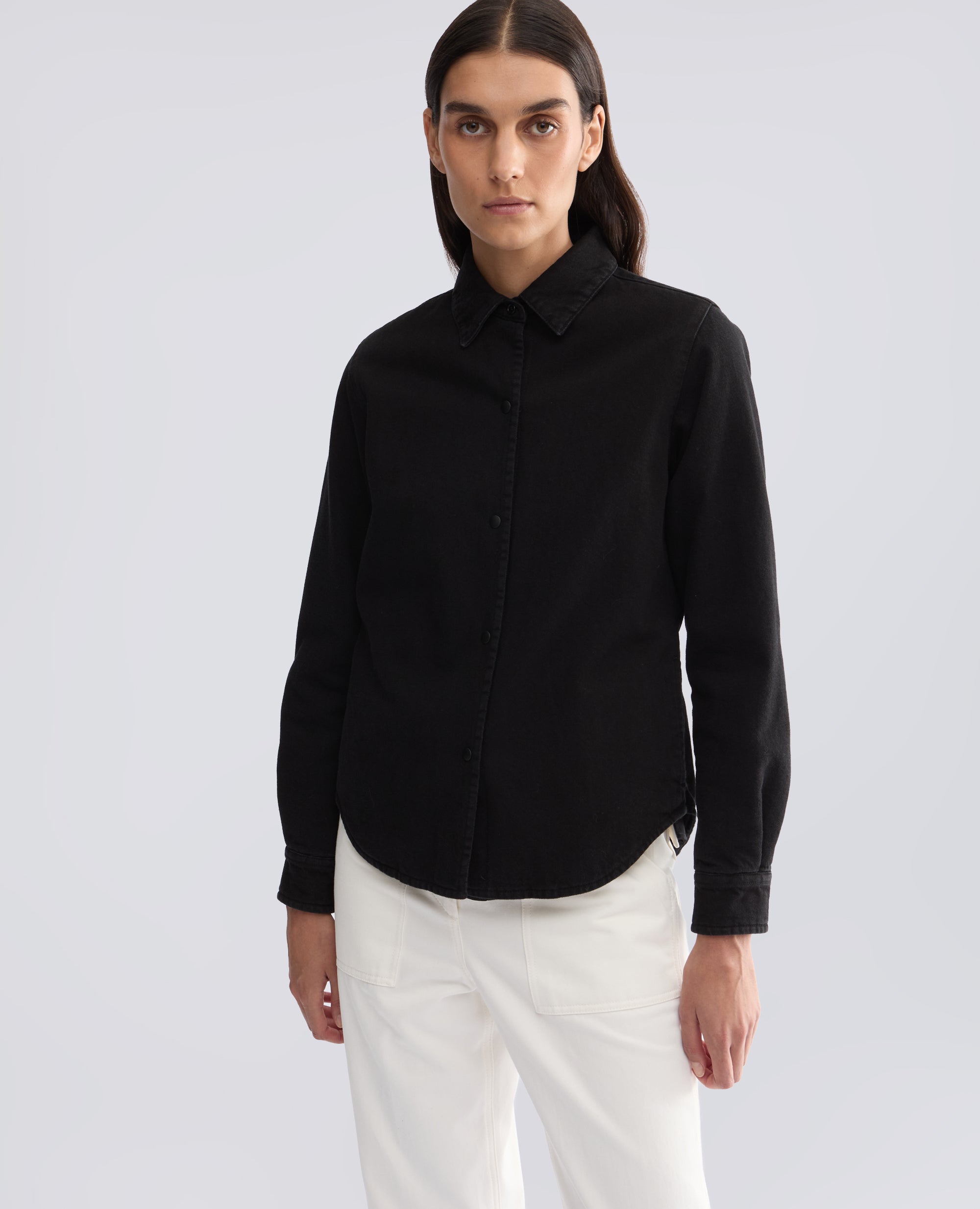 -GLUE- COTTON DENIM SHIRT JACKET - BLACK - ASPESI