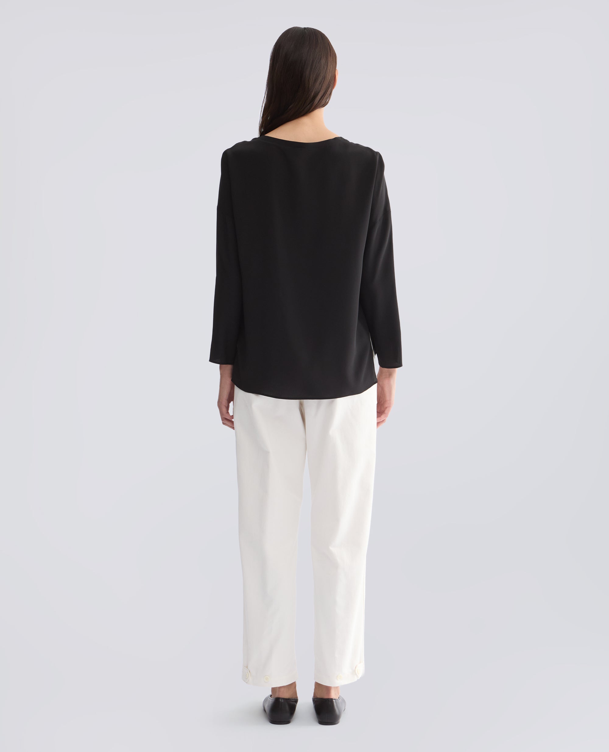 TOP IN CREPE DE CHINE DI SETA UNITO - NERO - ASPESI