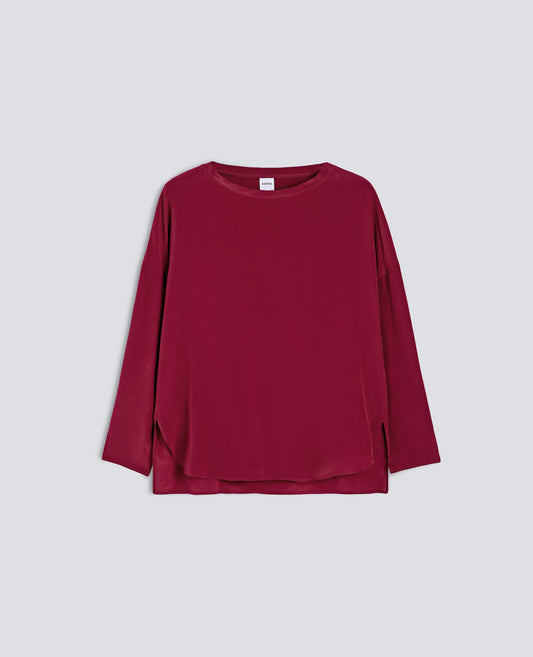 TOP EN CREPE DE CHINE DE SOIE UNI - ROUGE - ASPESI