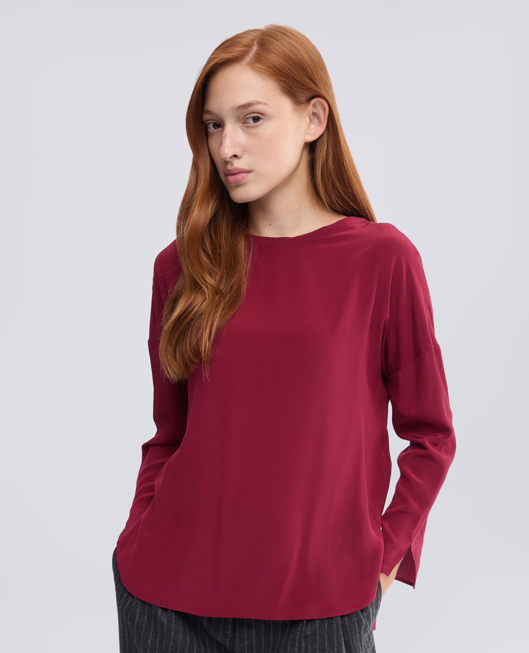 TOP IN CREPE DE CHINE DI SETA UNITO - ROSSO - ASPESI