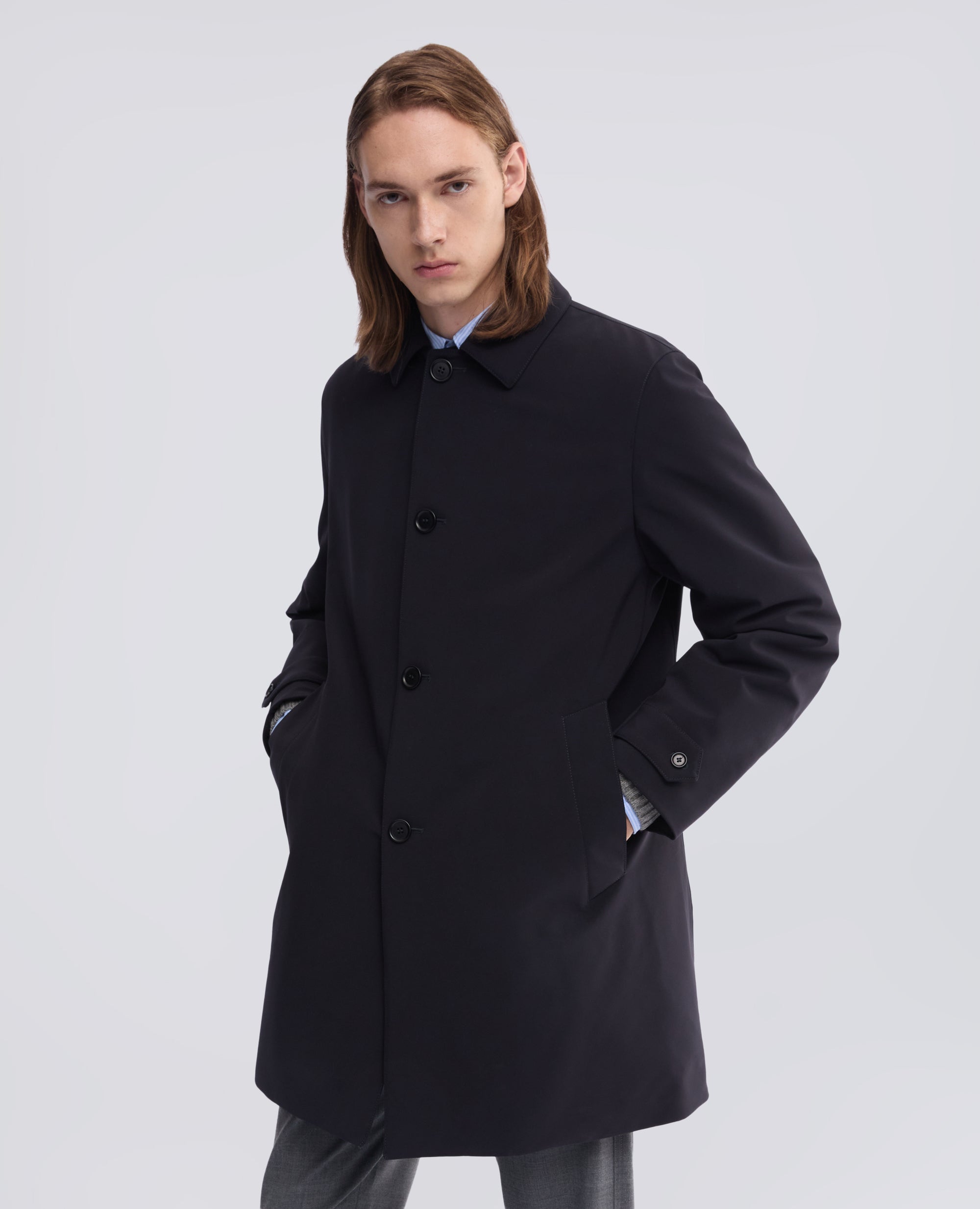CAPPOTTO MONOPETTO TWILL DI POLIESTERE, IMBOTTITO - BLU - ASPESI
